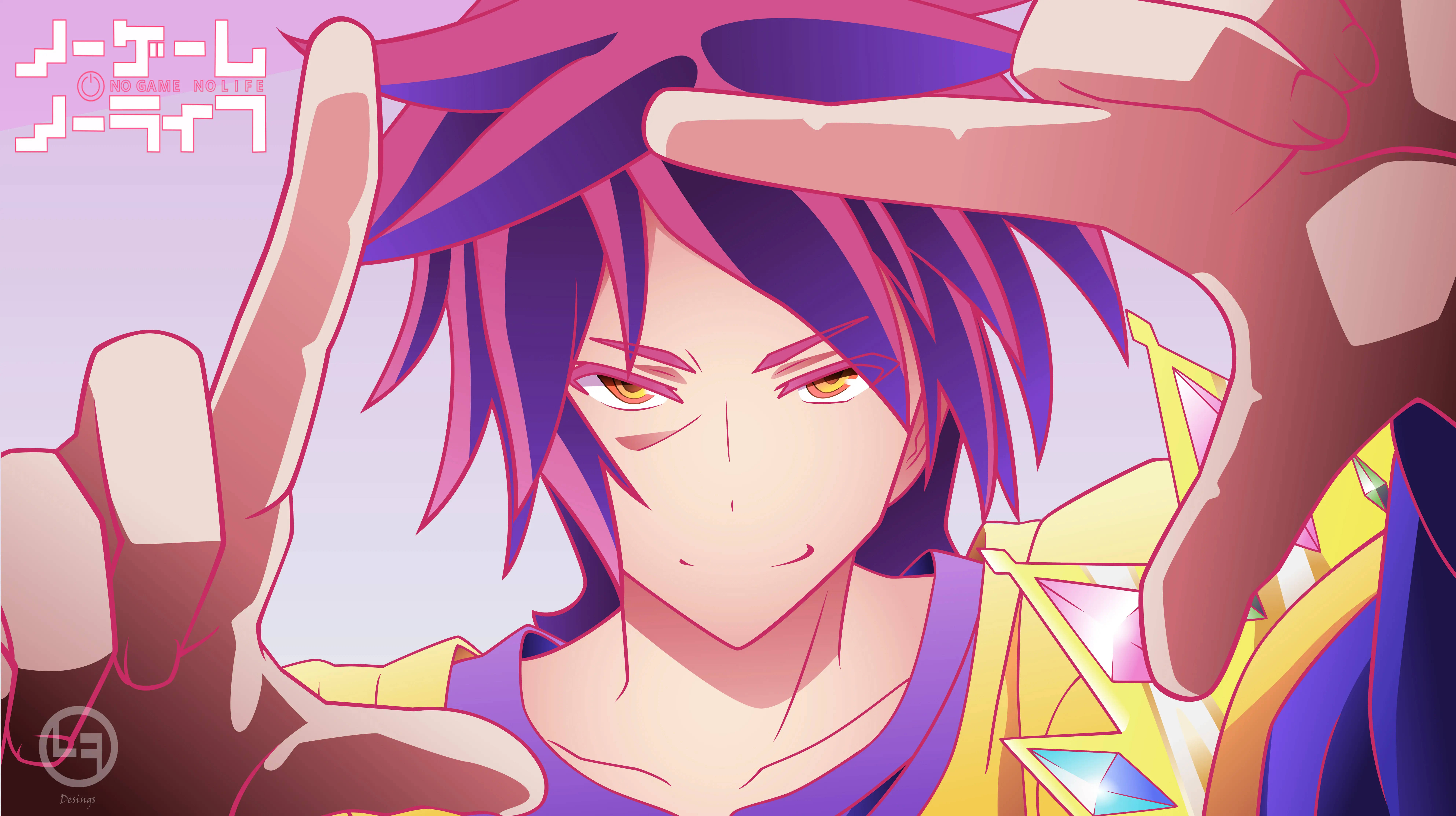 8K Anime, spiky purple hair, golden eyes, 8K Desktop Wallpaper