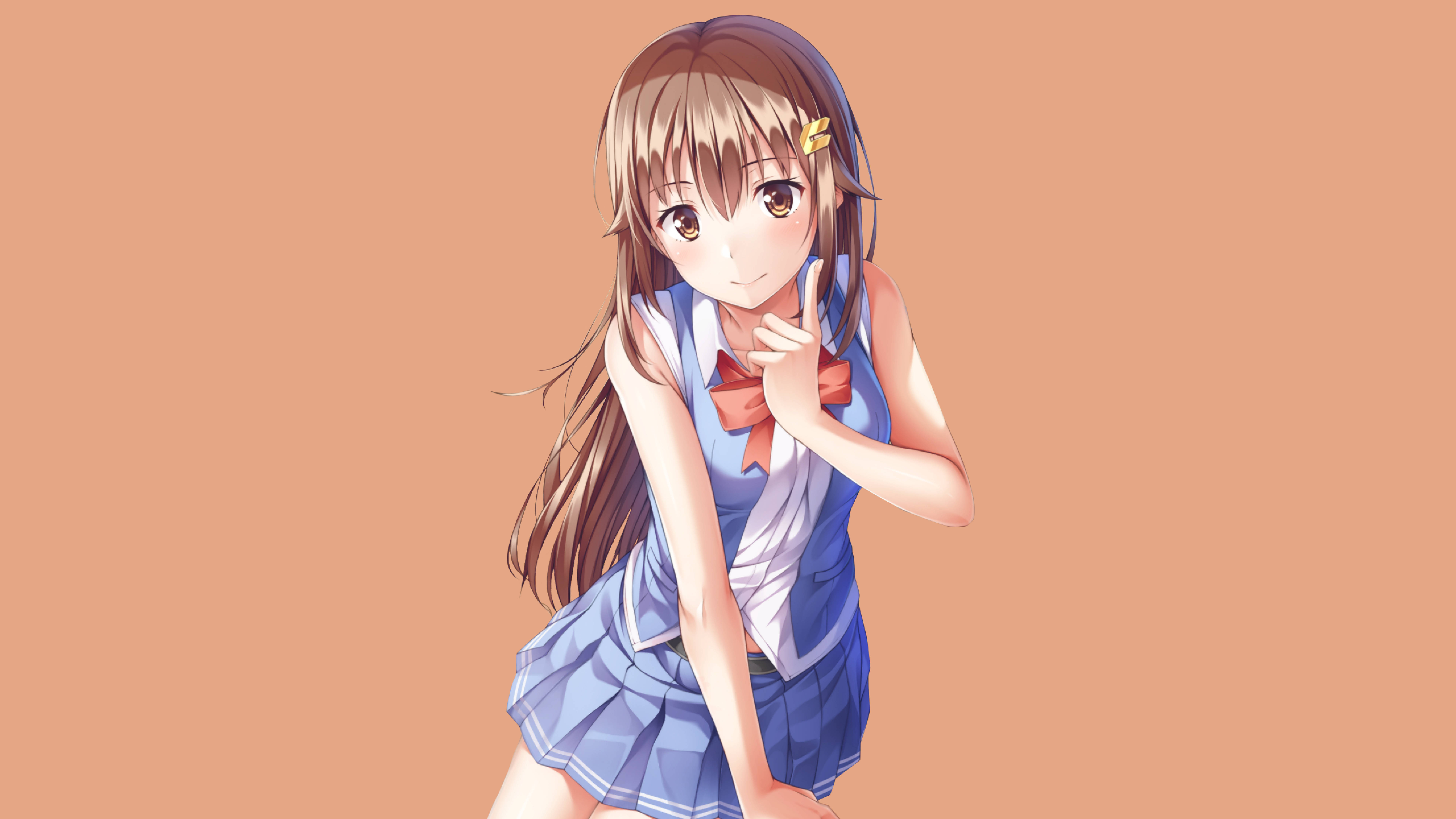 8K Anime Sora Artwork, anime girl, blue school uniform, 8K Desktop Wallpaper