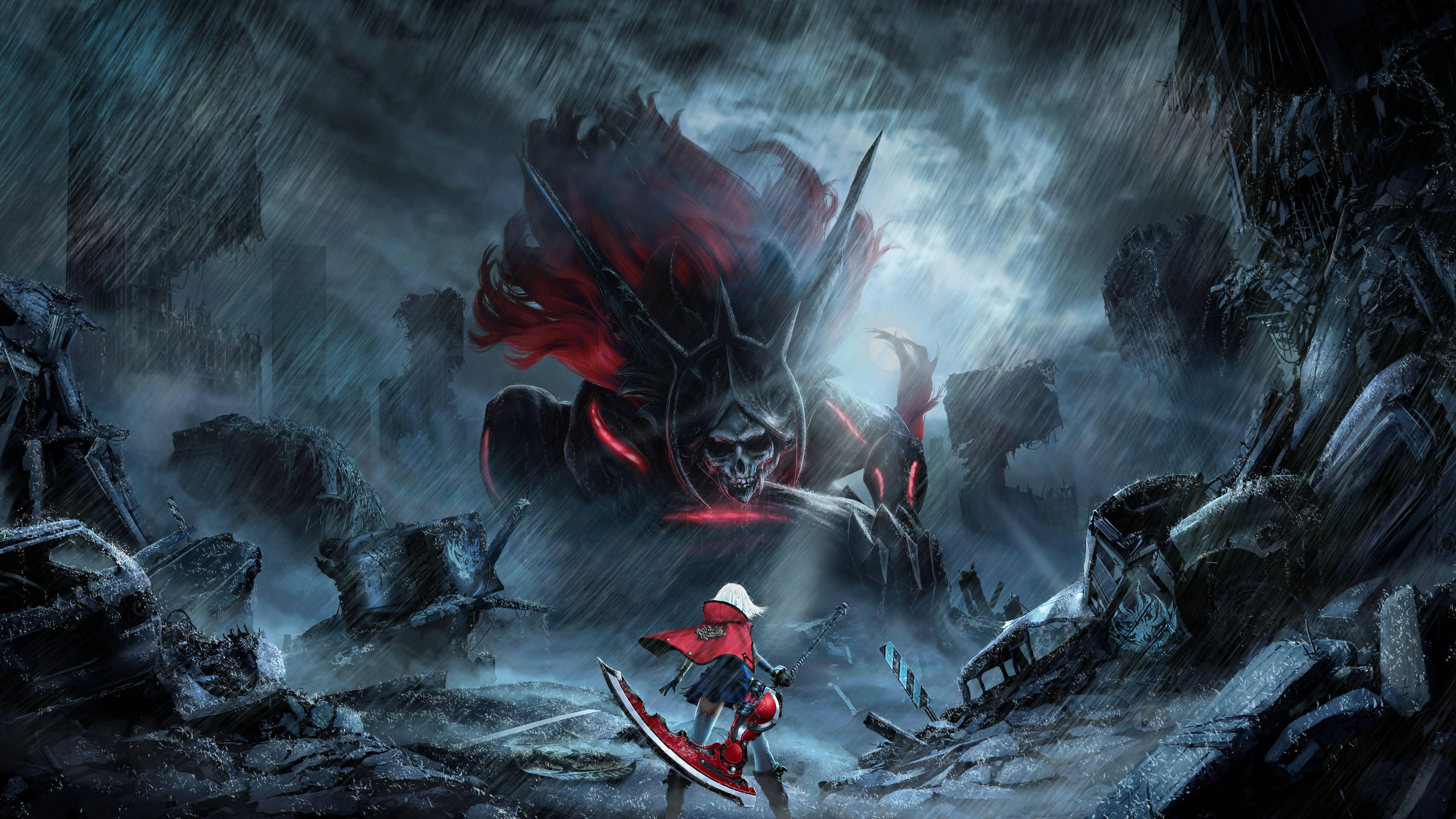 8K, anime girl, reaper, 8K Desktop Wallpaper