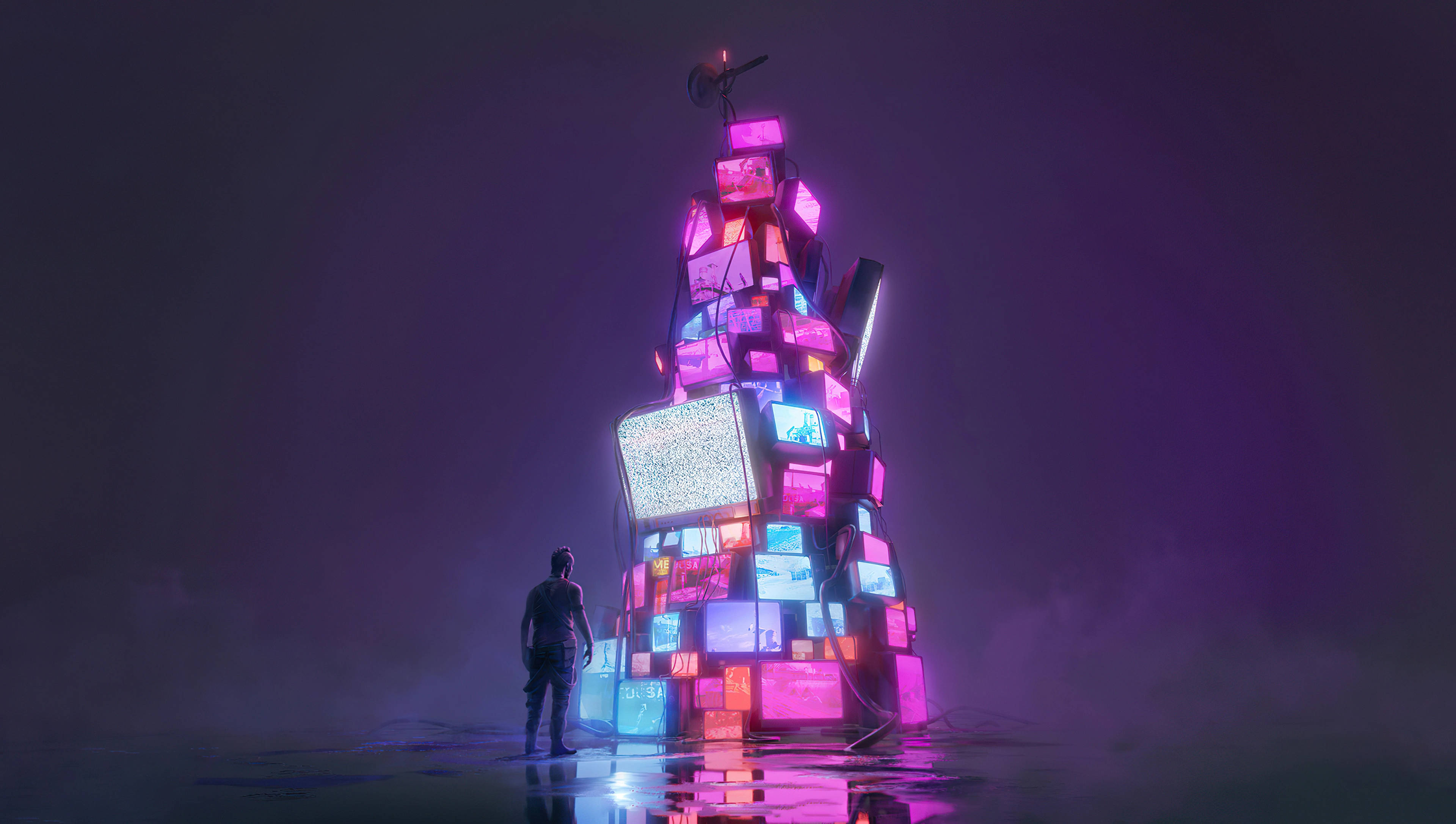 8K Gaming Monitors, towering, glowing structure, 4K Desktop Wallpaper