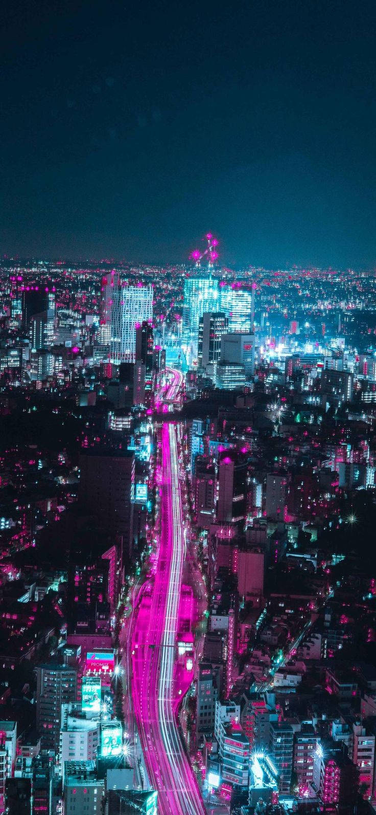 8K iPhone, city lights, neon-drenched city, HD Phone Wallpaper