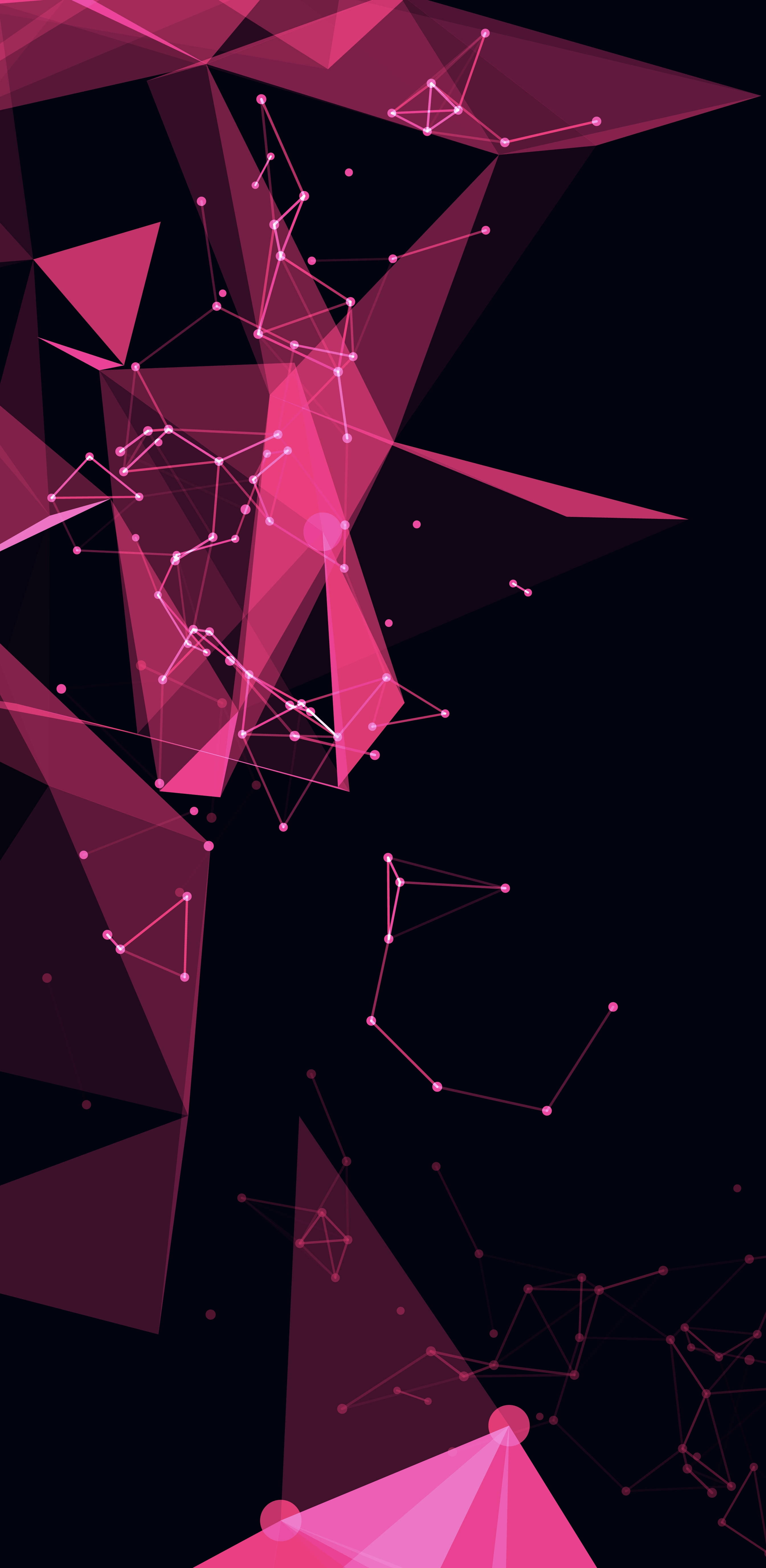pink polygonal pattern, 8K Phone, glowing dots, 5K Phone Wallpaper