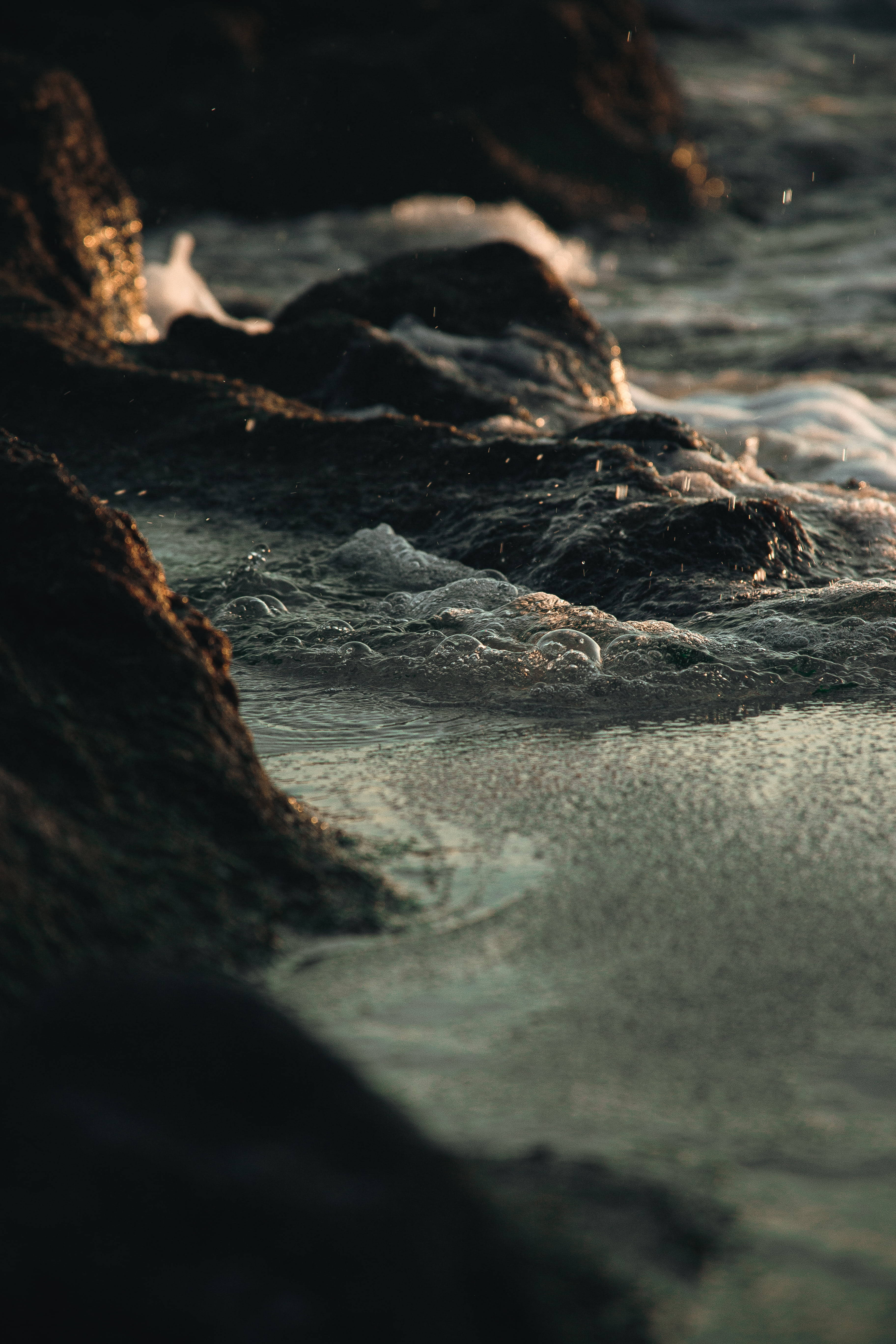 foamy sea waves, 8K Phone, sunlit ocean waves, 5K Phone Wallpaper