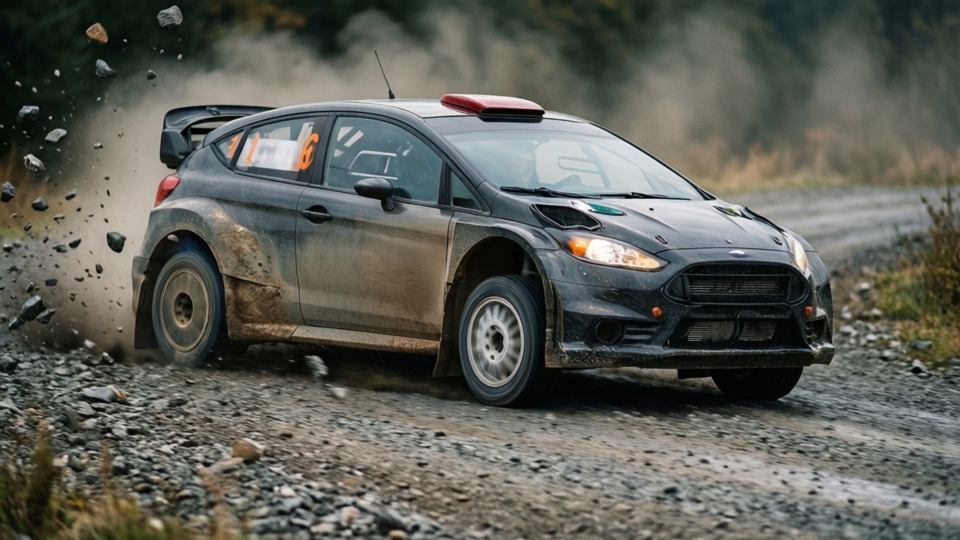 gravel drift, rally car, motion blur, Full HD Desktop Wallpaper