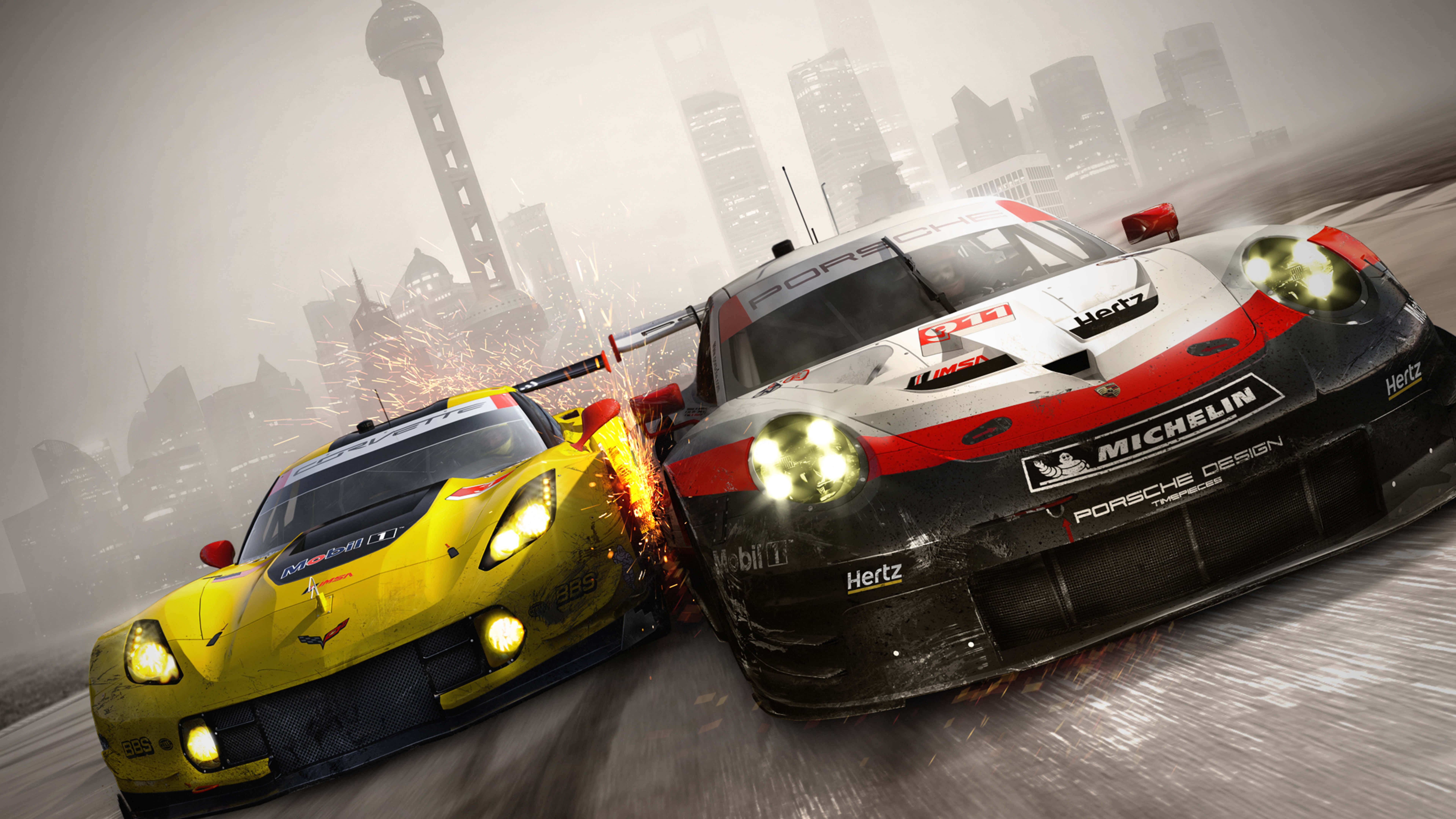 8K Rally, racing cars, gritty urban track, 8K Desktop Wallpaper