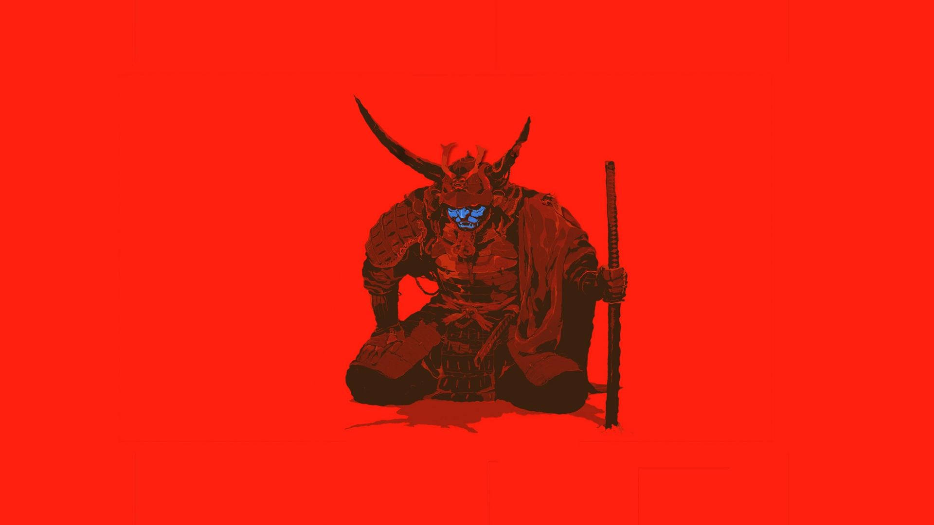 8K Samurai, red armour suit, dark armor, Full HD Desktop Wallpaper