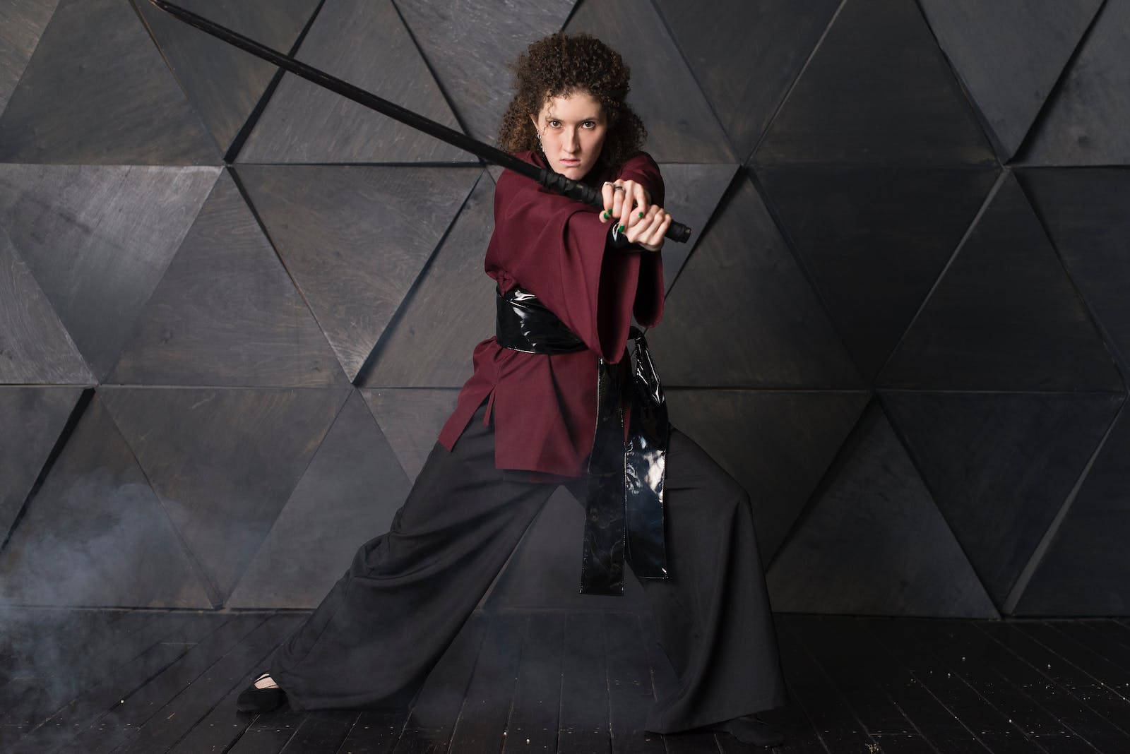8K Samurai, maroon kimono, black martial arts uniform, HD Desktop Wallpaper