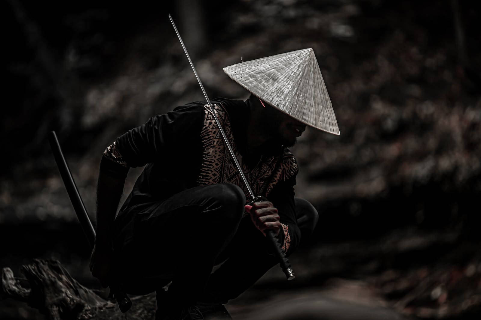 8K Samurai, katana, sedge hat, HD Desktop Wallpaper