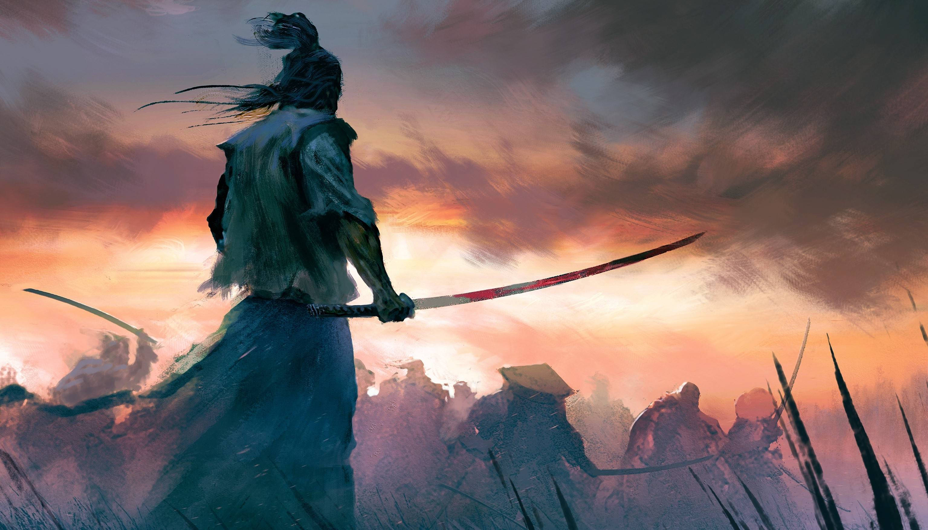 8K Samurai, samurai warrior, katana, 2K Desktop Wallpaper