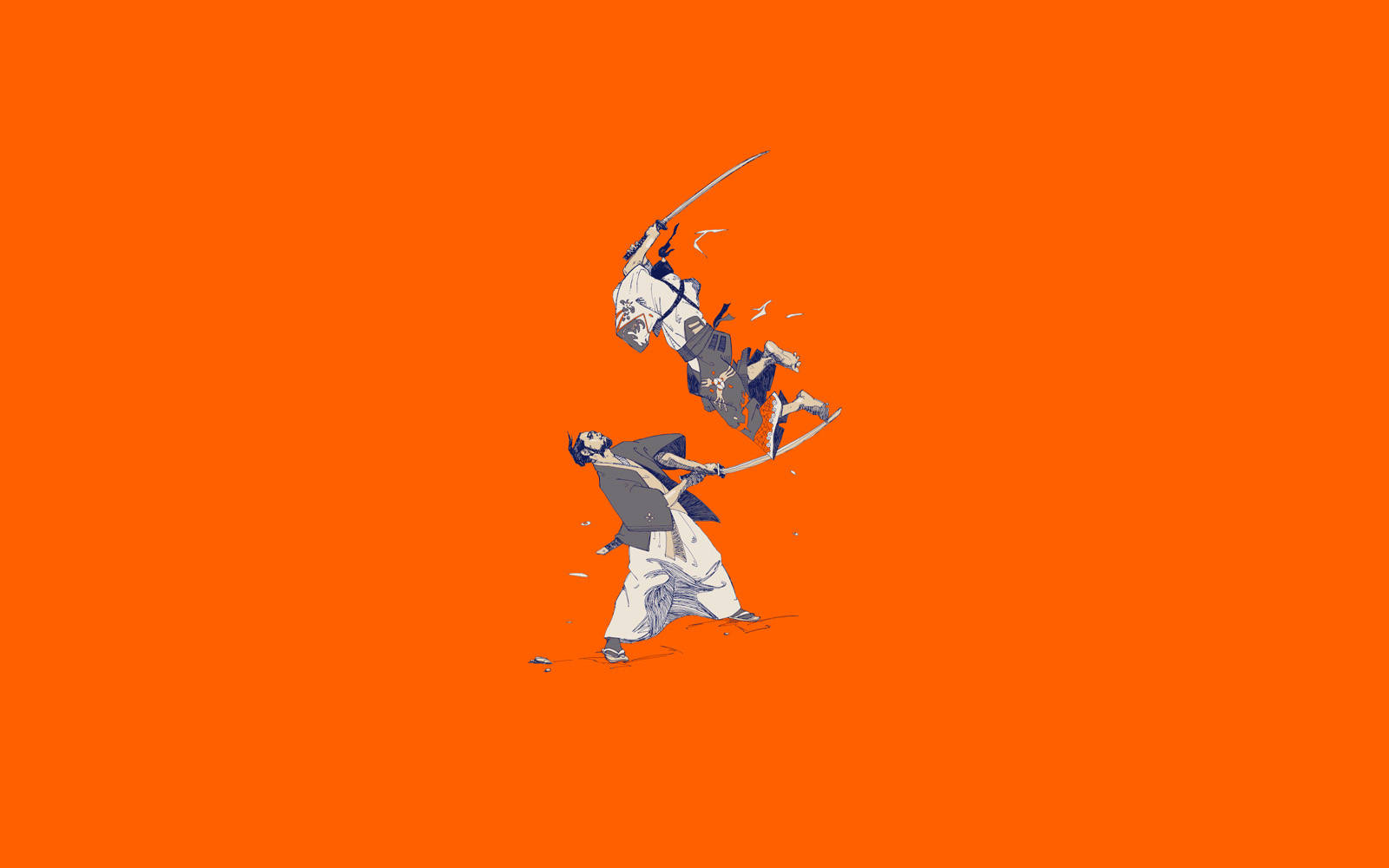 8K Samurai, anime samurai, midair clash, HD Desktop Wallpaper