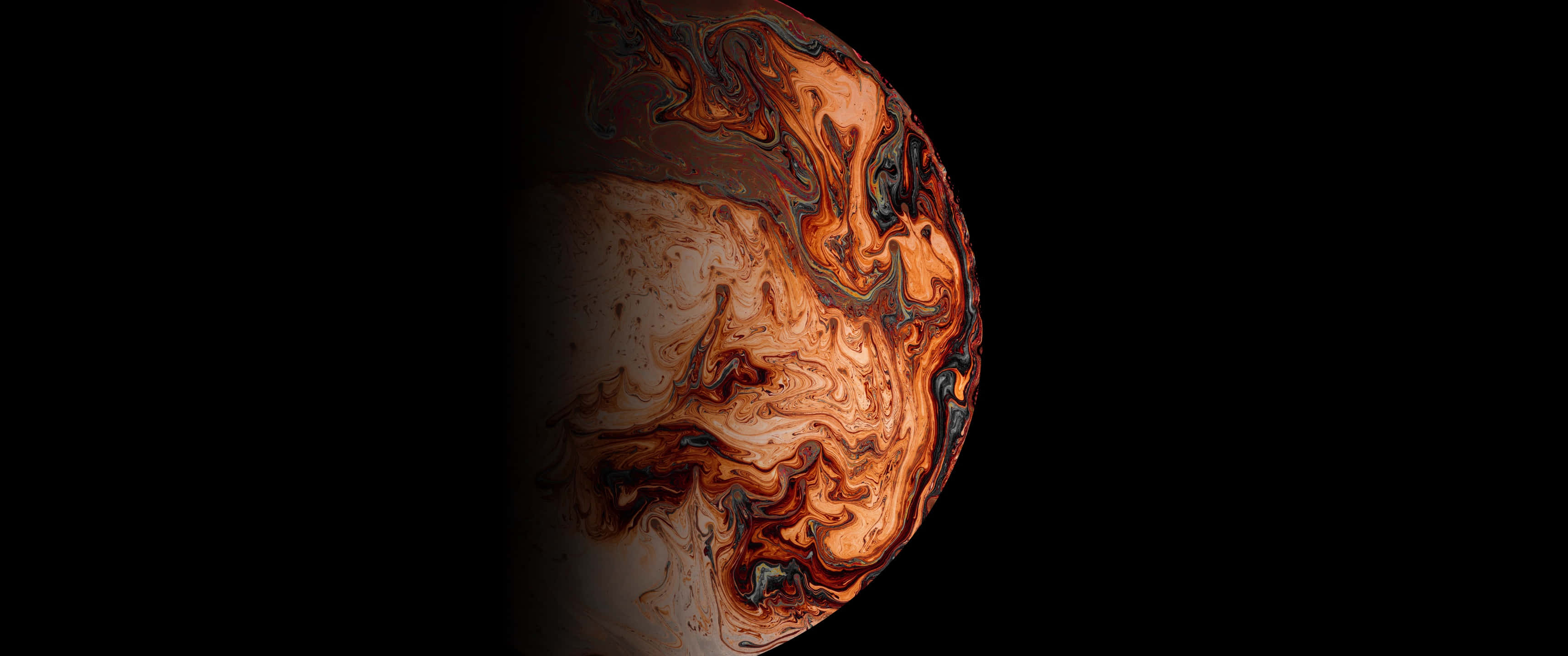 8K Space, swirling planet, fiery orange, 2K Desktop Wallpaper