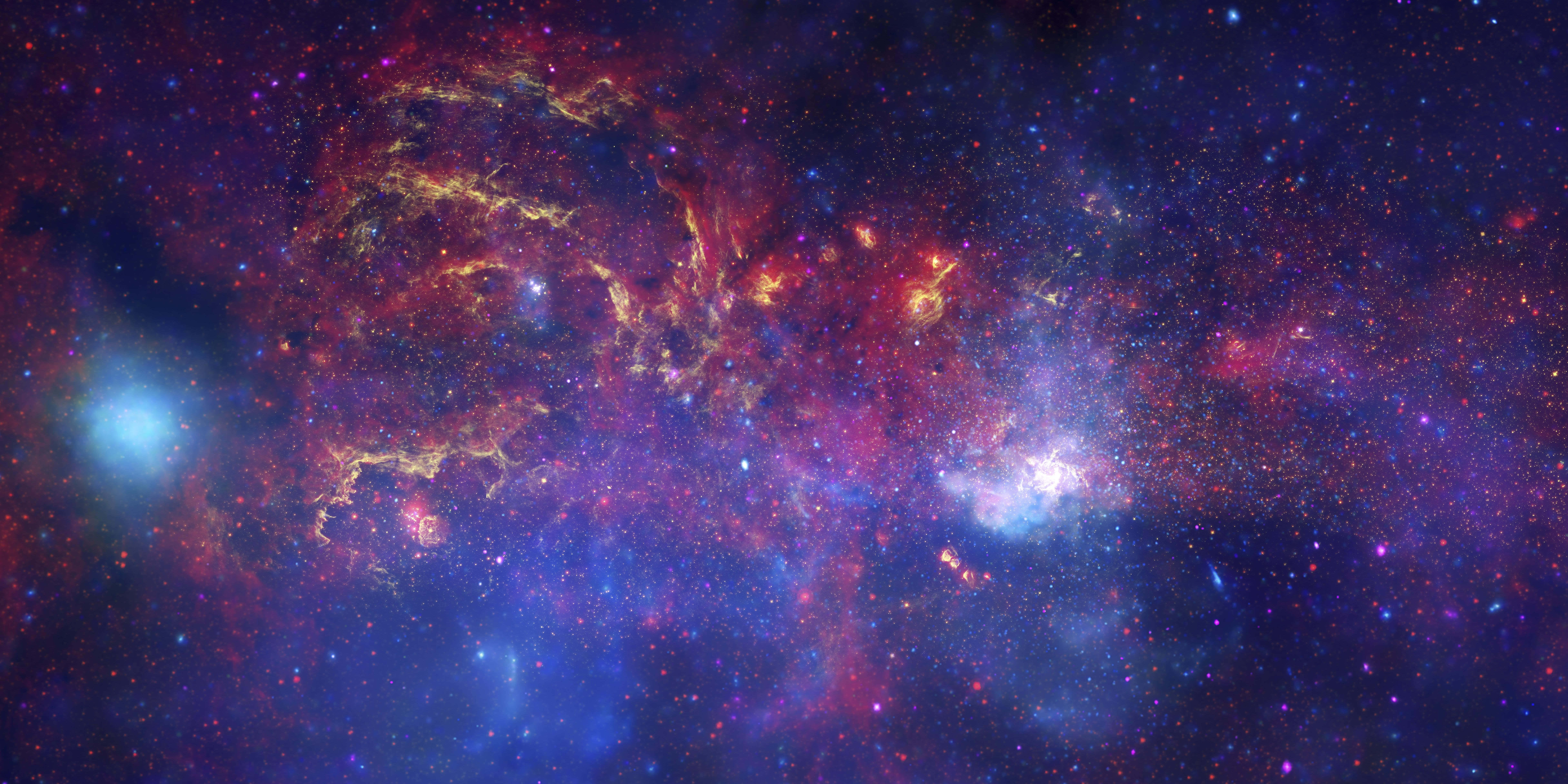 cosmic nebula, fiery reds, golds, 8K Desktop Wallpaper