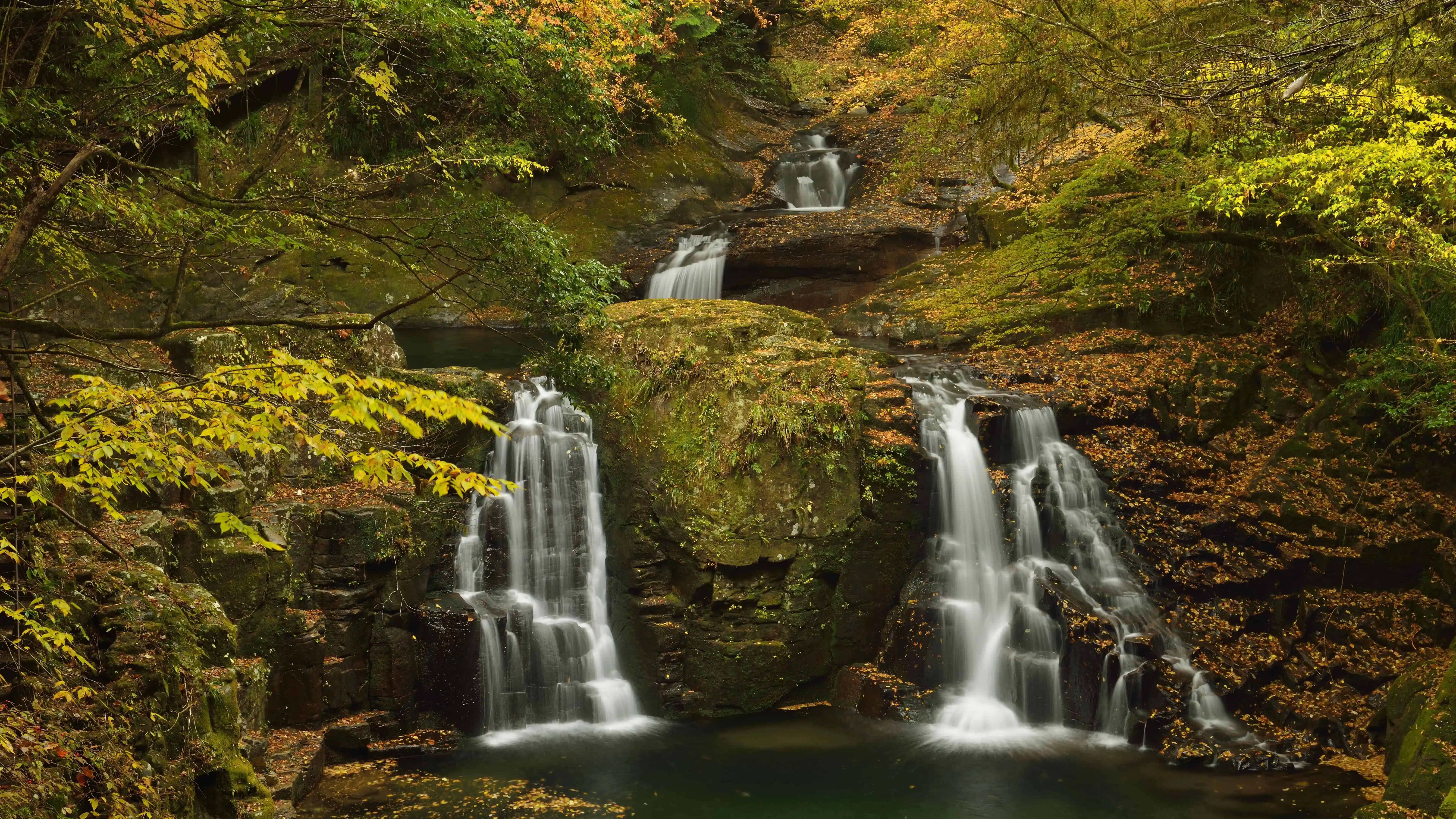 8K Ultra HD Nature, multiple waterfalls, autumn waterfall, 8K Desktop Wallpaper