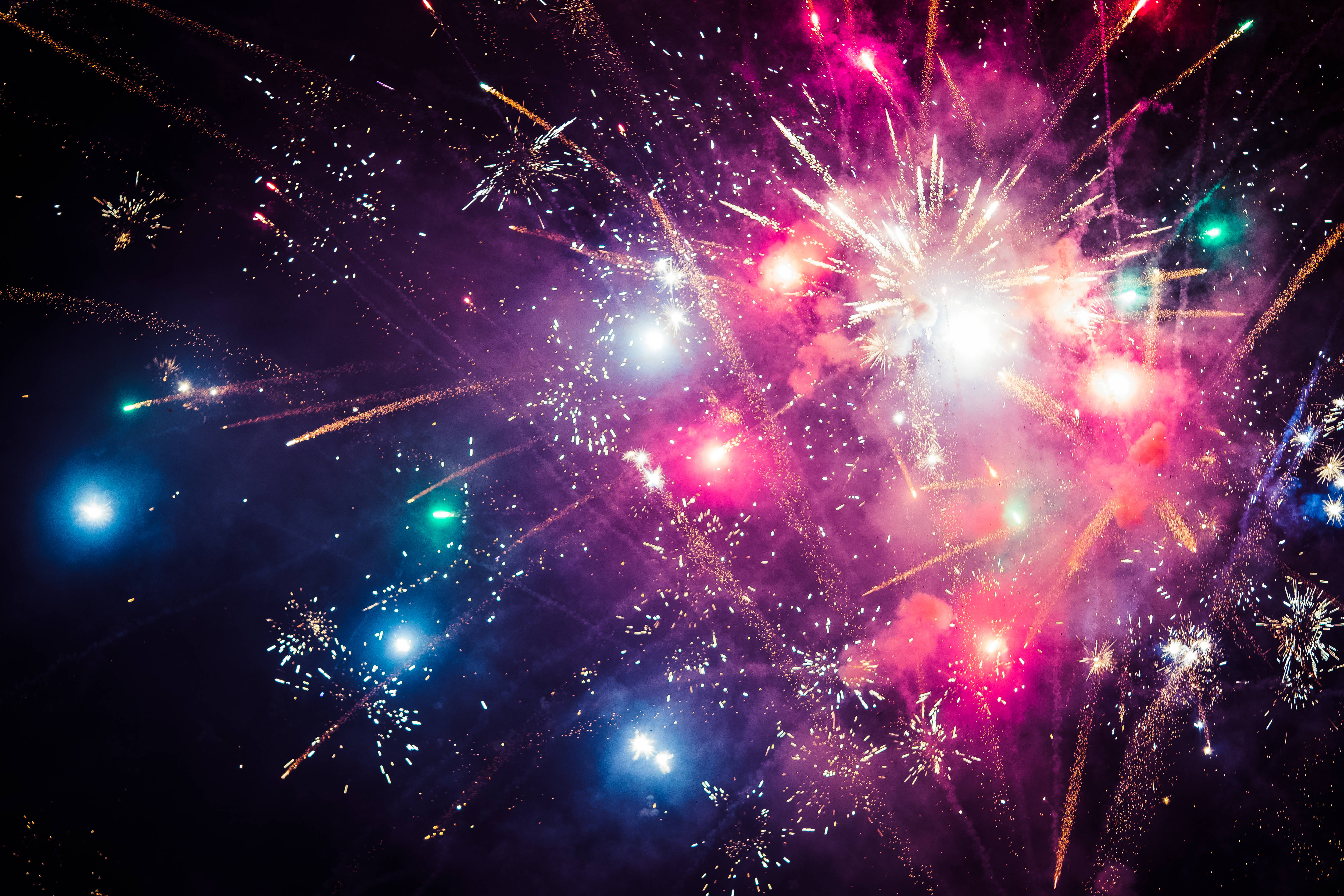 8K Ultra HD, colorful fireworks, pink, 4K Desktop Wallpaper