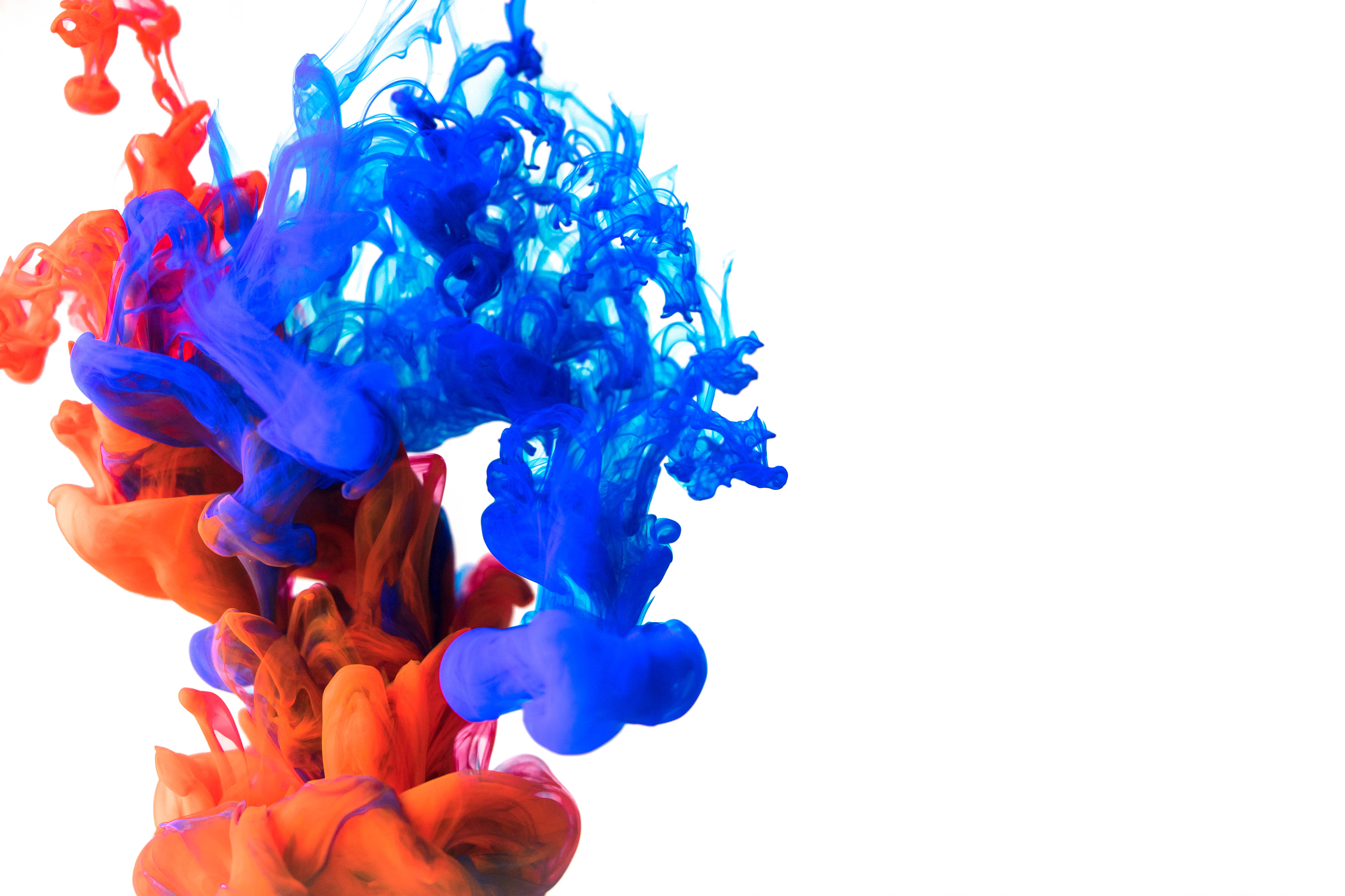 8K Ultra HD, red and blue ink, swirl, 4K Desktop Wallpaper