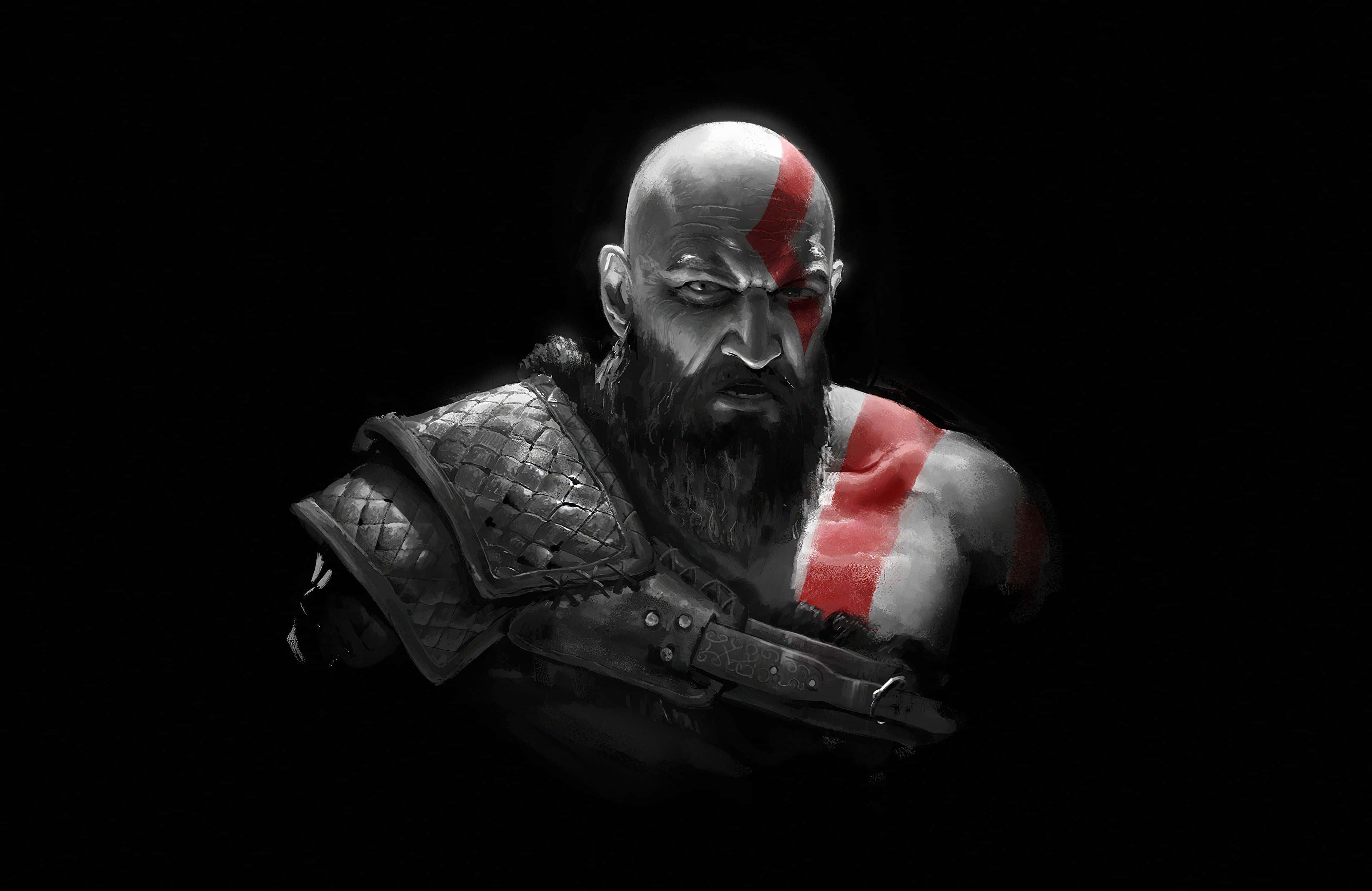 8K Ultra HD, OLED, red tattooed face, 4K Desktop Wallpaper