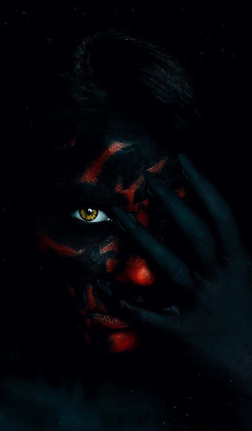 8K Ultra HD Amoled, glowing yellow eye, red-black face paint, HD Phone Wallpaper