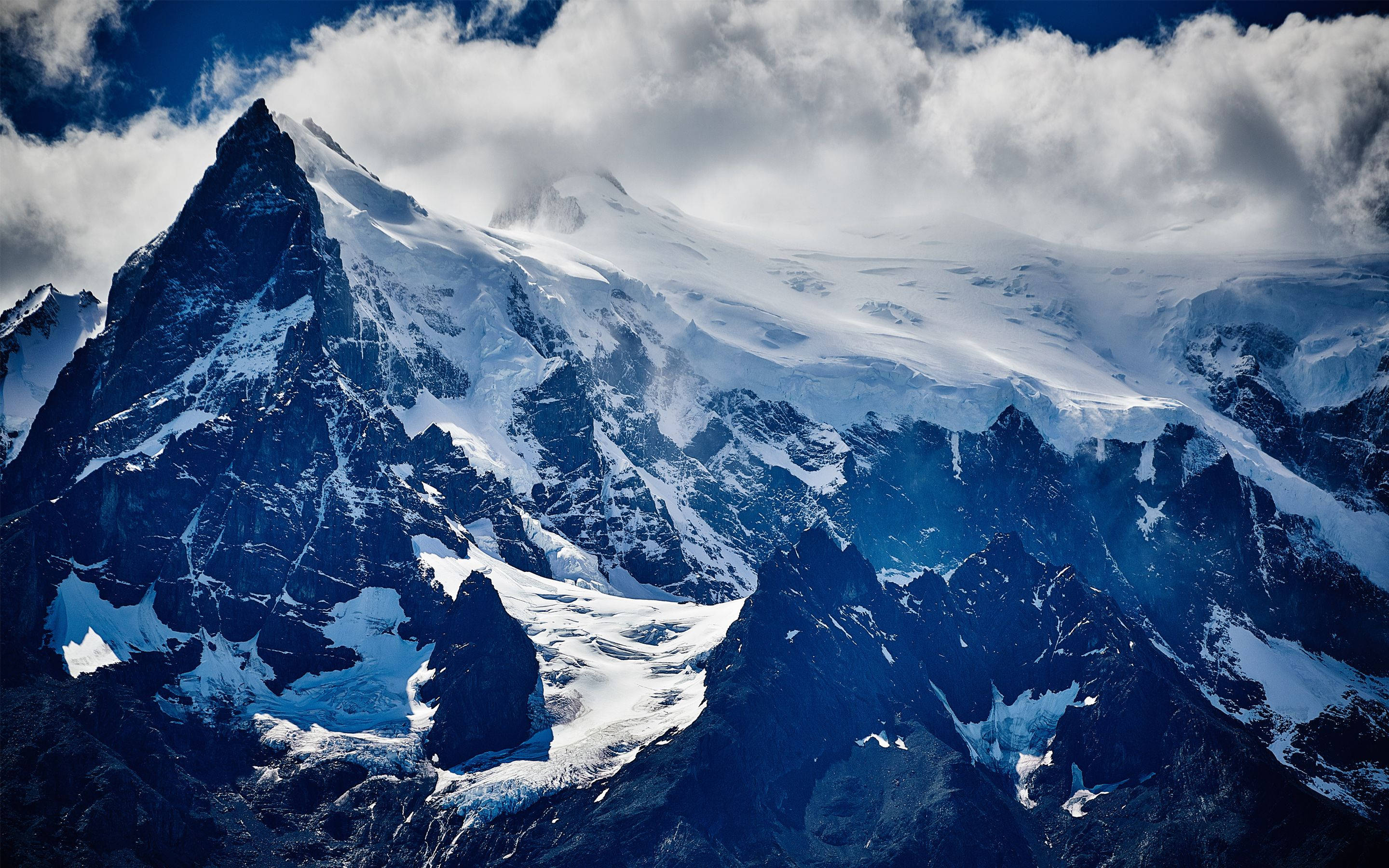 blue chilean mountains, sunset, snow-capped mountain peak, 2K Desktop Wallpaper