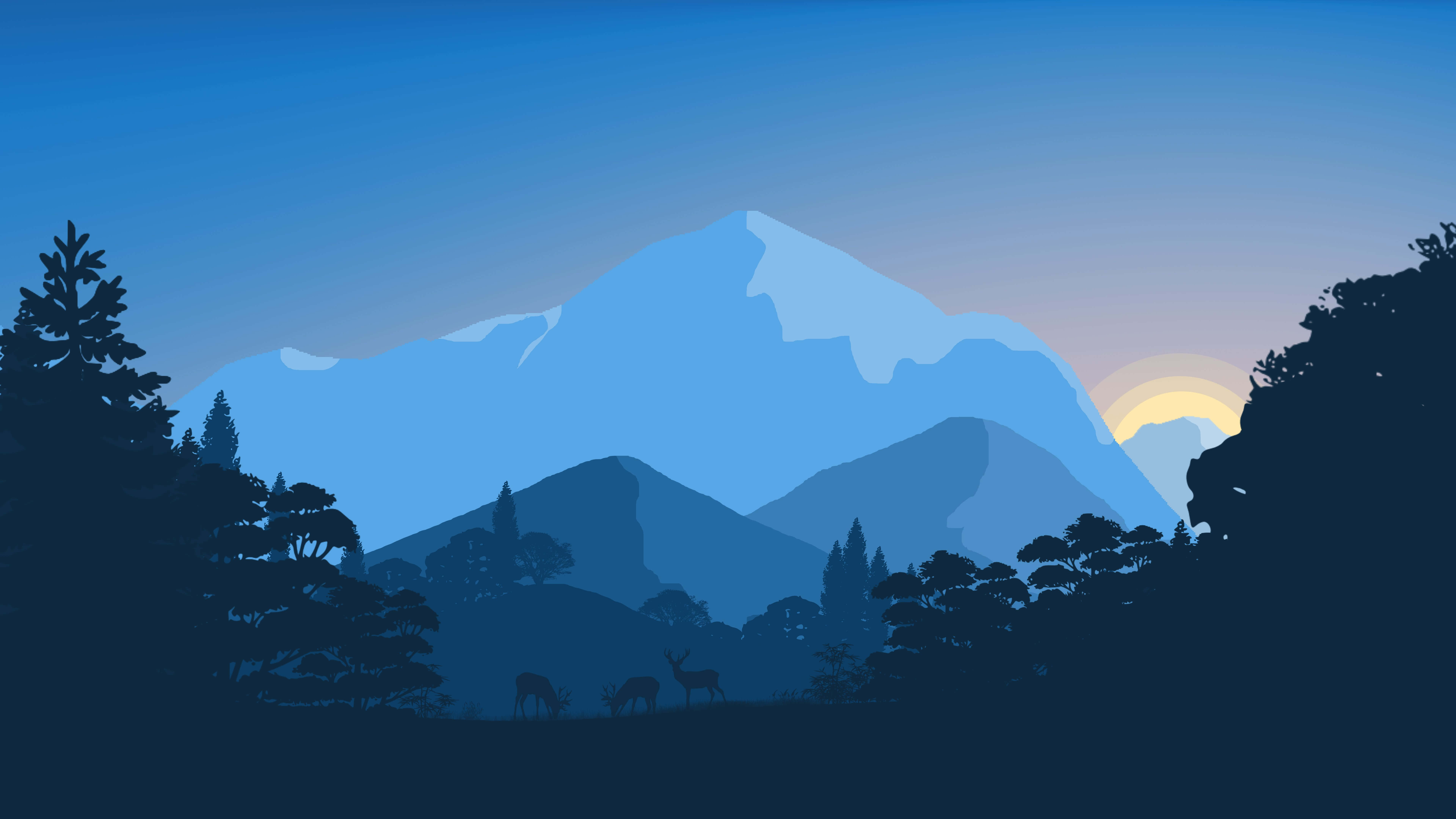 8K, minimalist, mountain range, 8K Desktop Wallpaper