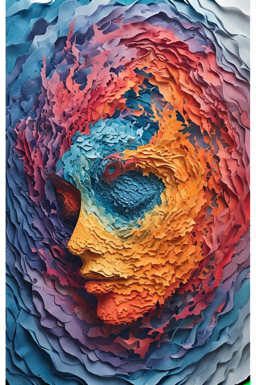vibrant abstract paper cutouts, fiery reds oranges, cool blues, SD Phone Wallpaper