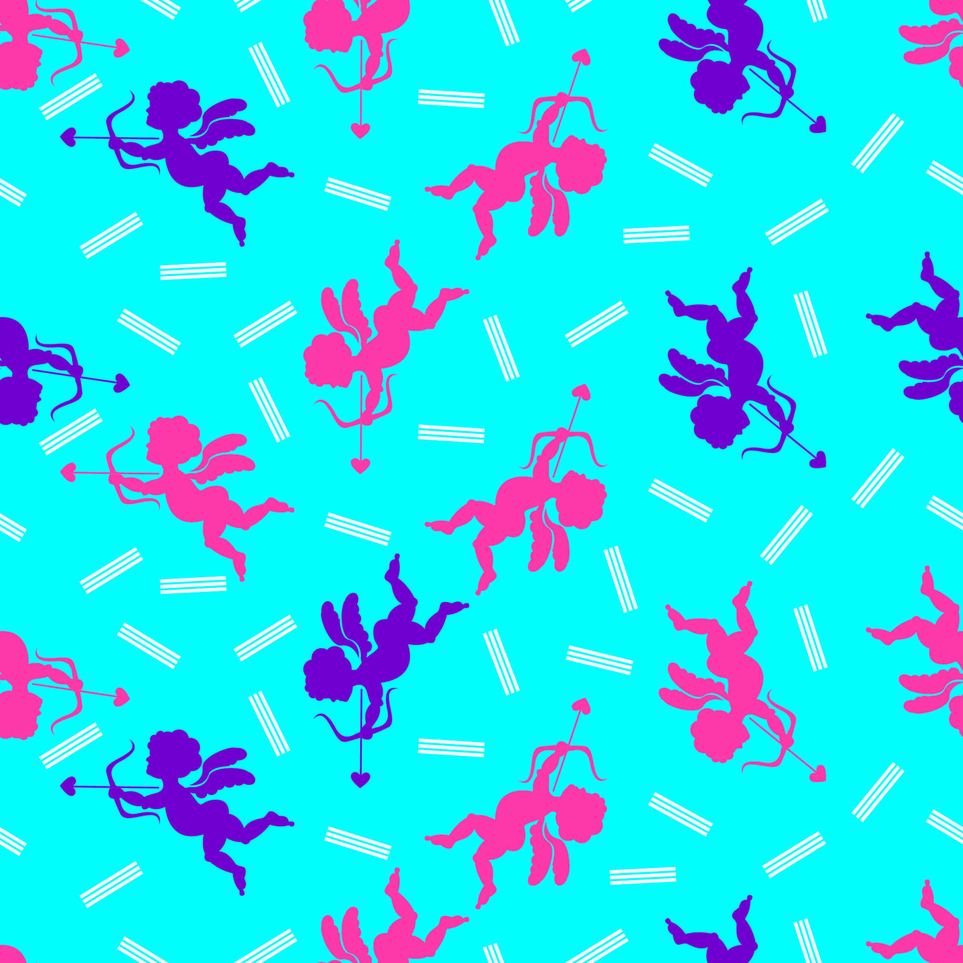 90s style, cherubs, vibrant pink, Full HD Desktop Wallpaper