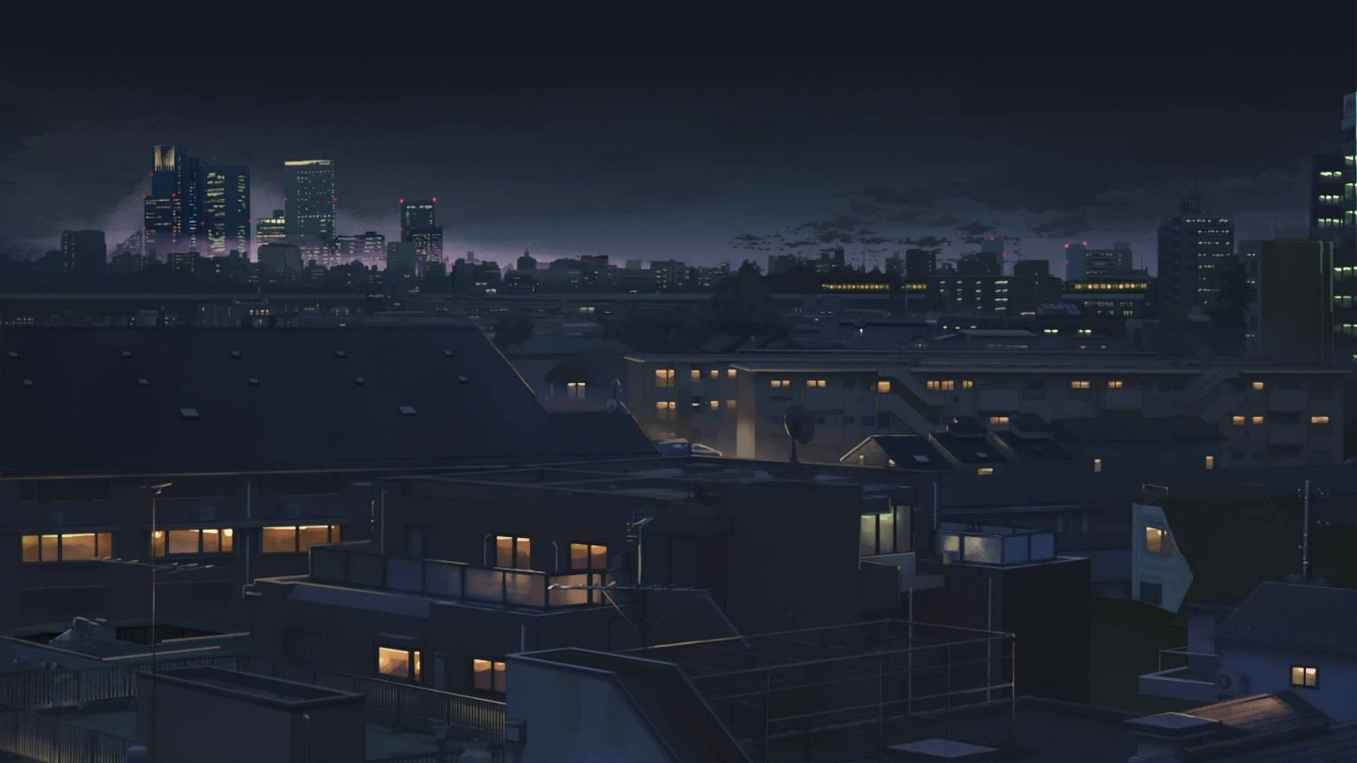 90s Anime Aesthetic, night view, cityscape, Full HD Desktop Wallpaper