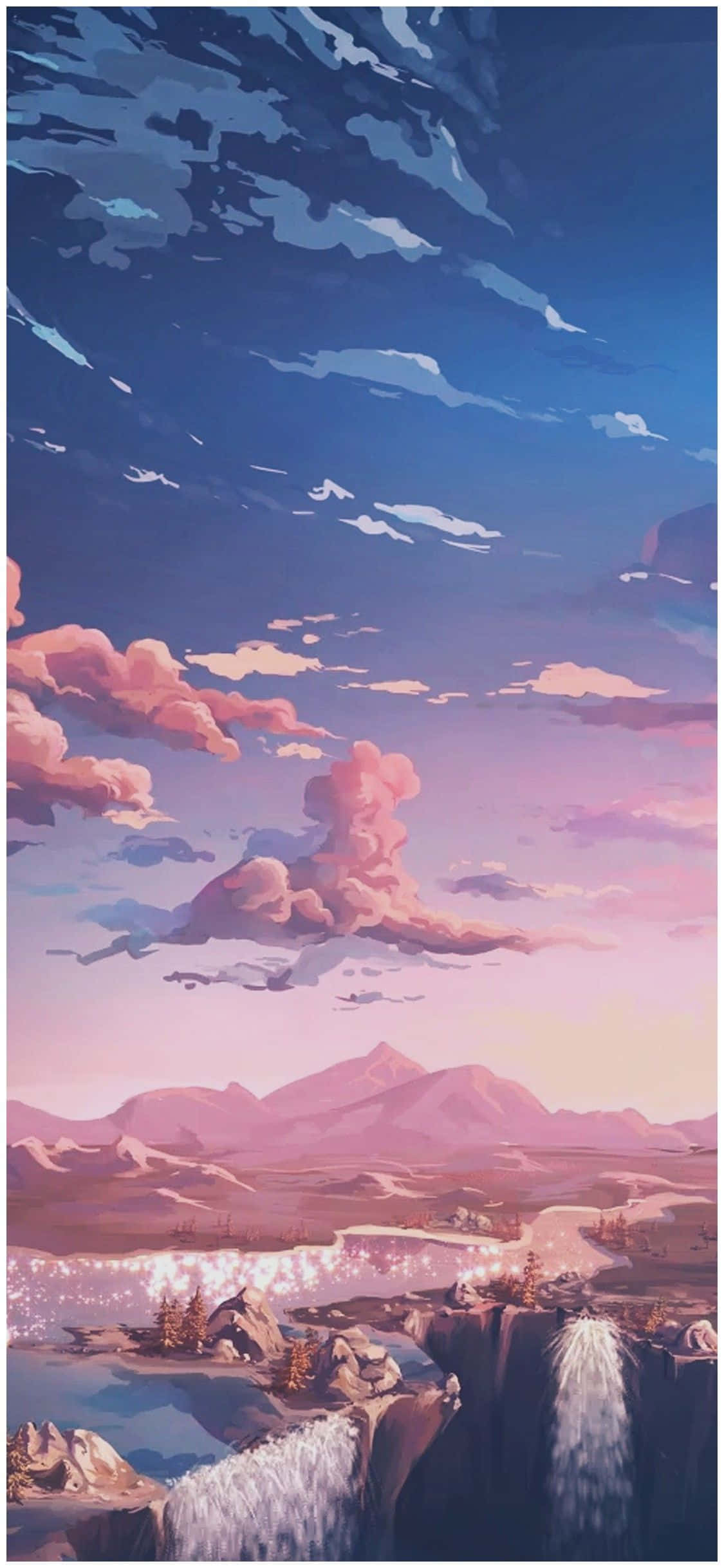90s Anime Aesthetic, sunset, pink clouds, Full HD Phone Wallpaper