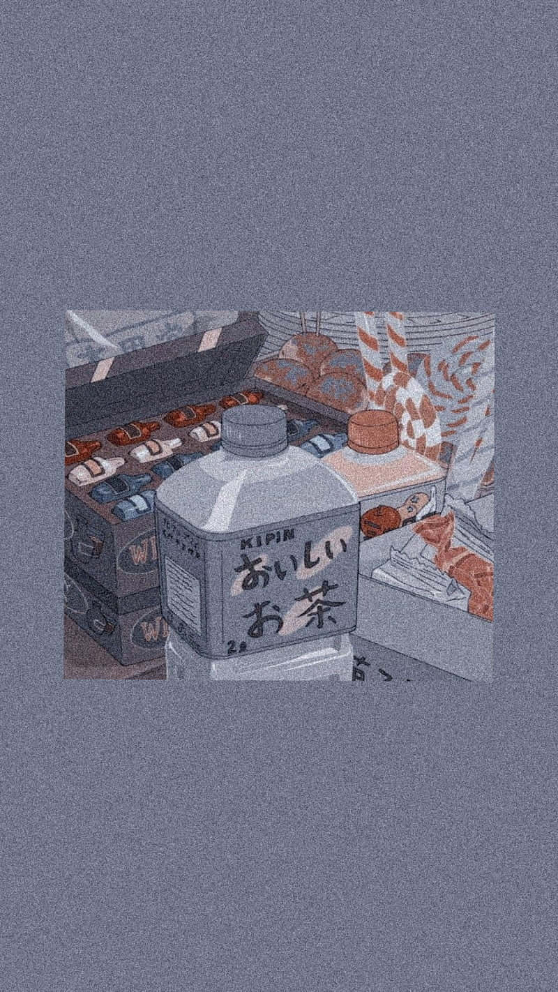 90s Anime Aesthetic, Japanese tea bottle, snacks, HD Phone Wallpaper