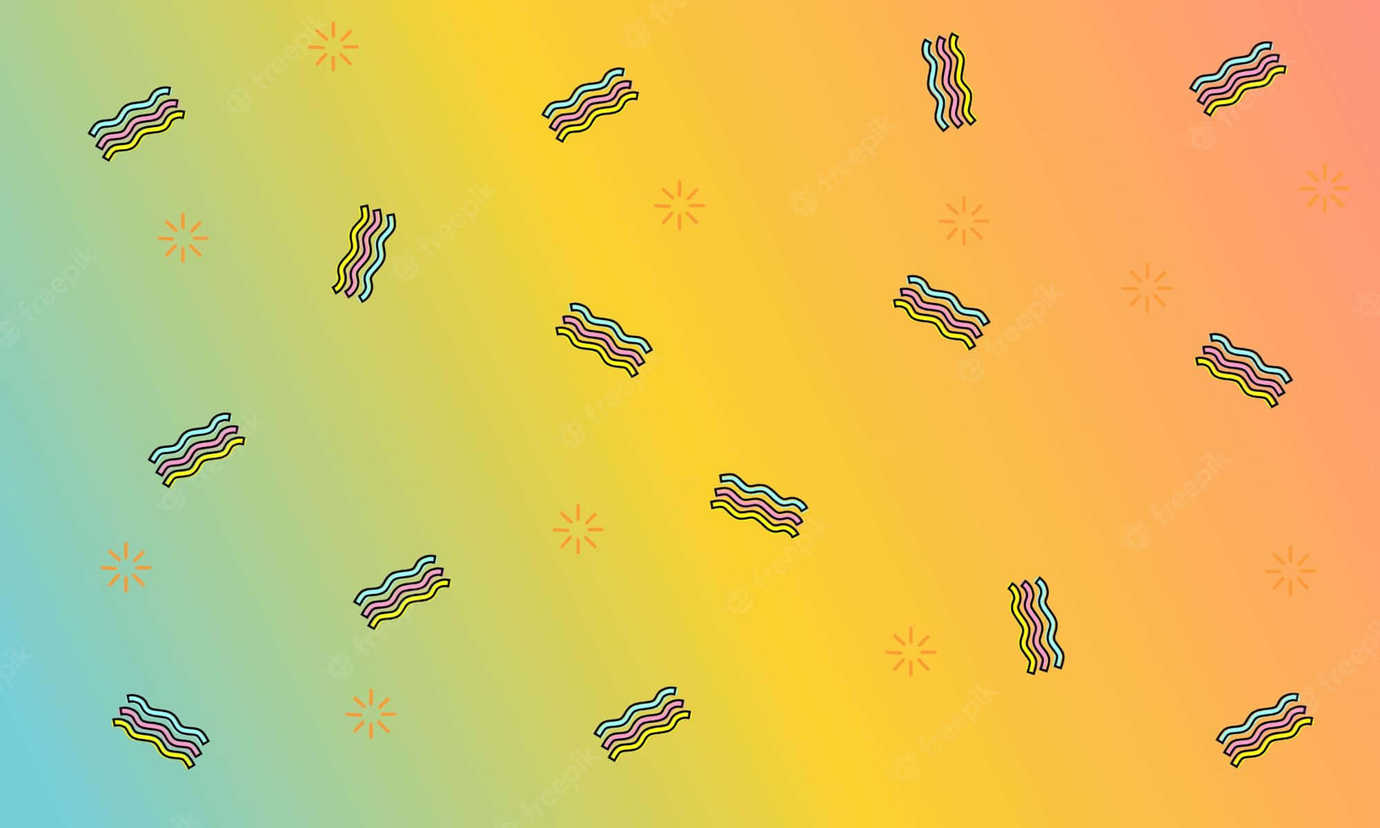 1990s Desktop PC, vibrant gradient background, colorful wavy lines, Full HD Desktop Wallpaper