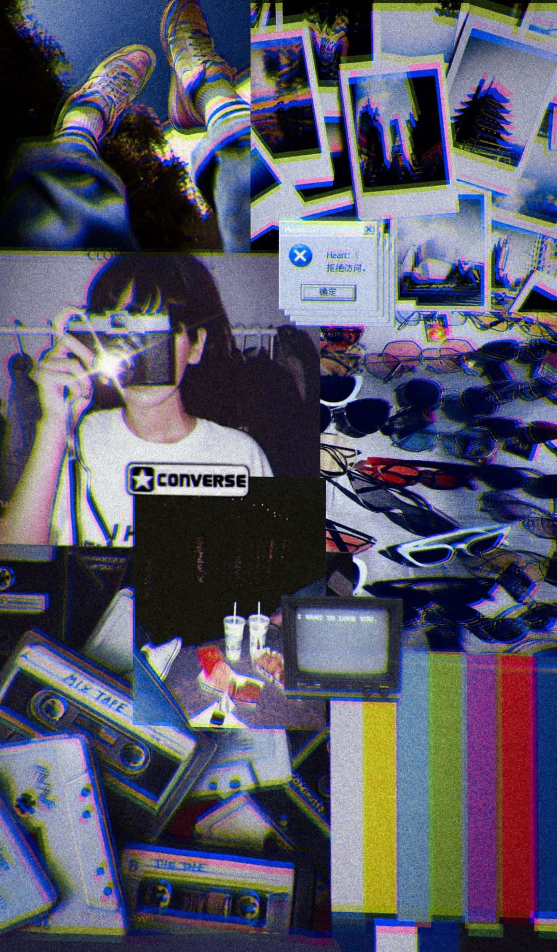 90s Grunge Aesthetic, sneakers, cassette tapes, Full HD Phone Wallpaper