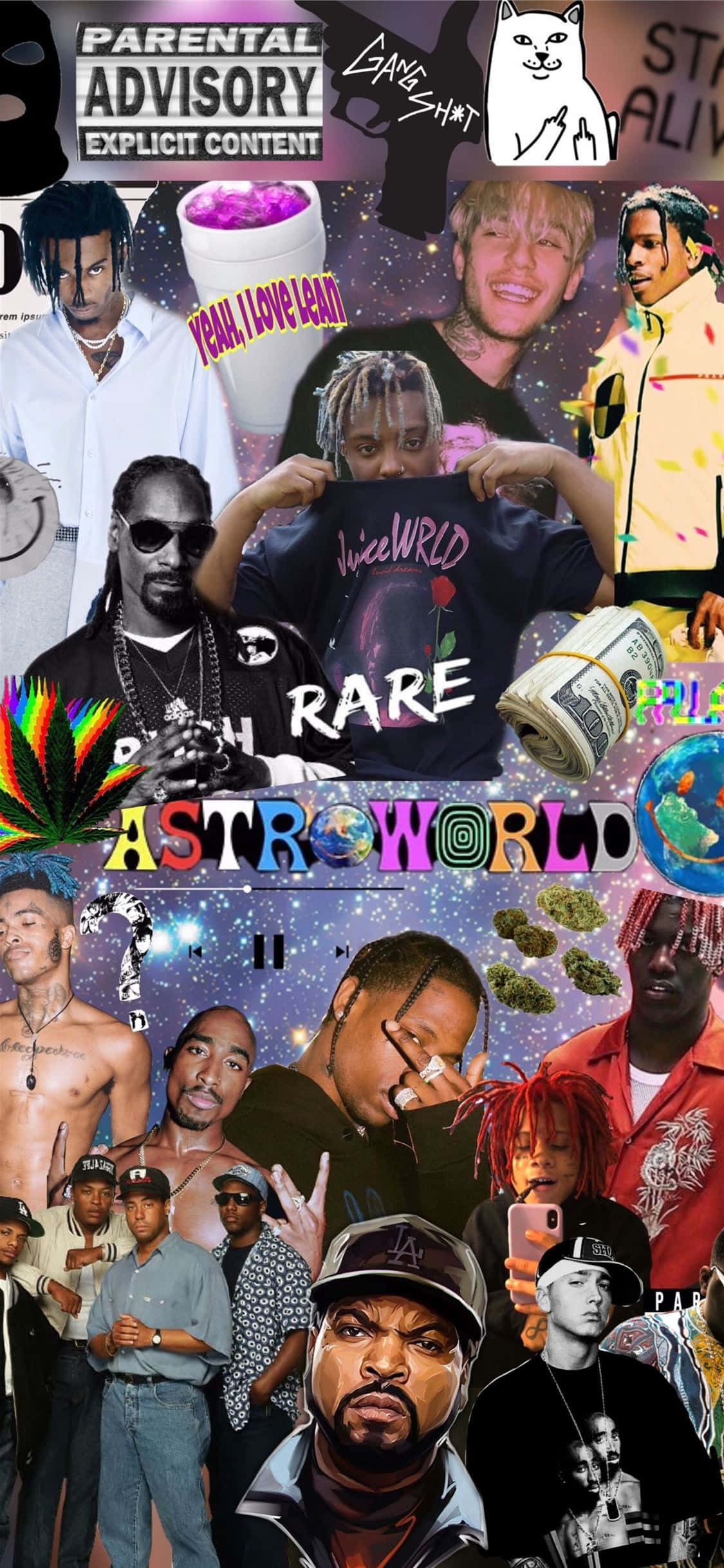 90s Hip Hop, starry cosmic background, bold text, Full HD Phone Wallpaper