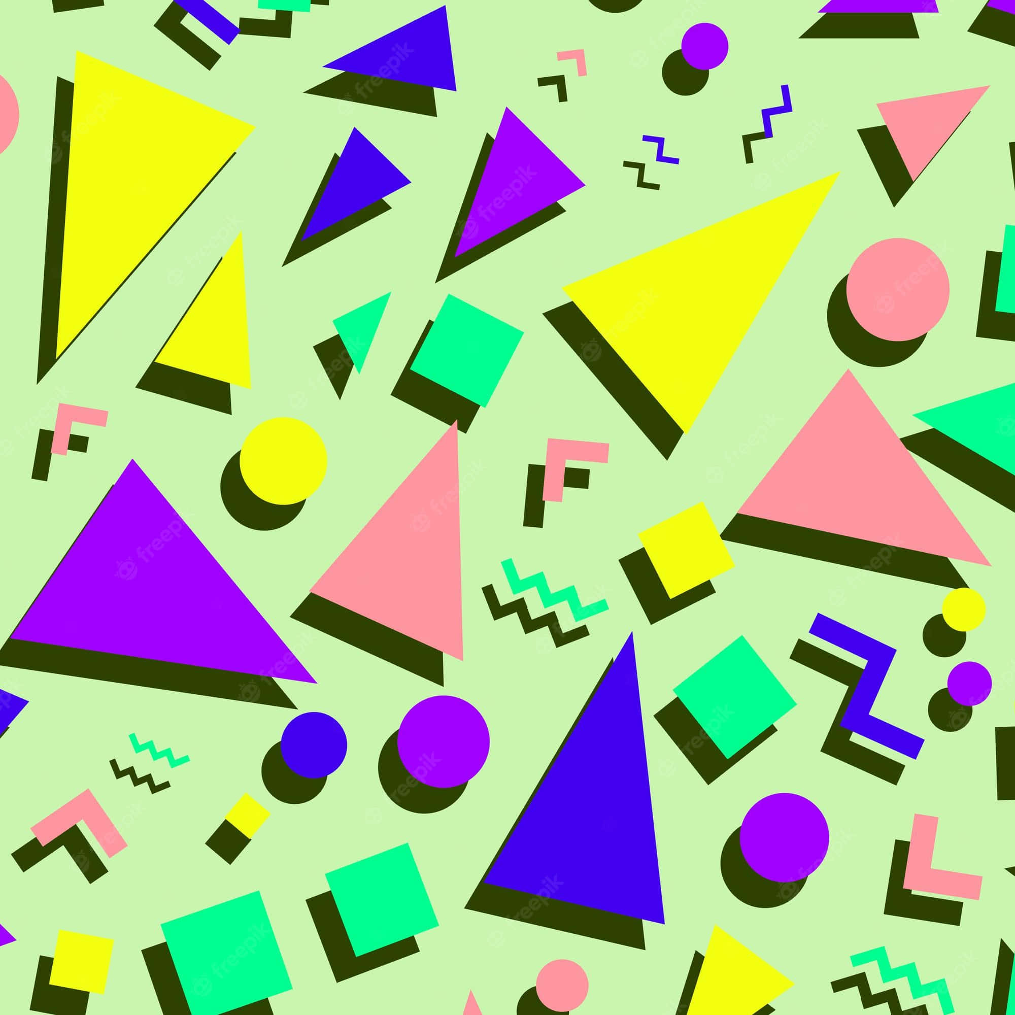 90s Style, neon colors, geometric shapes, Full HD Desktop Wallpaper