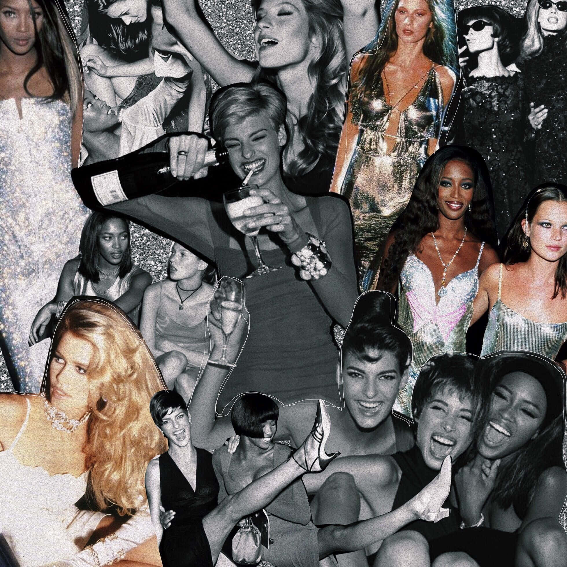 90s Style, sequined dresses, bold poses, Full HD Desktop Wallpaper
