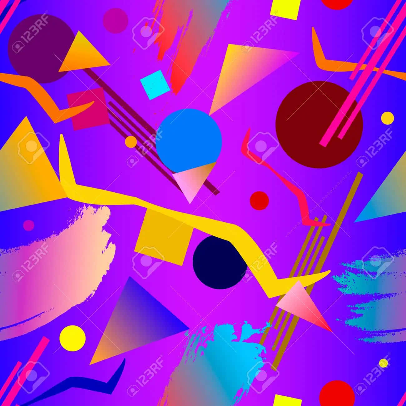 90s Style, neon shapes, bold brushstrokes, HD Desktop Wallpaper