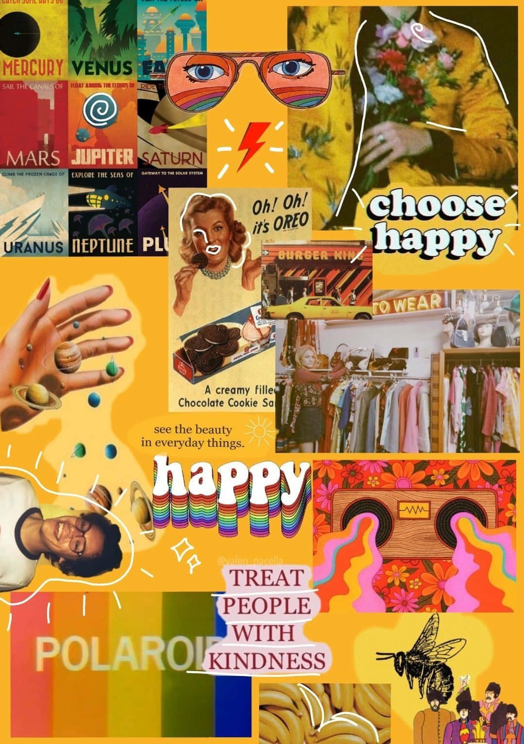 90s Style, vibrant retro collage, cosmic planets, HD Phone Wallpaper