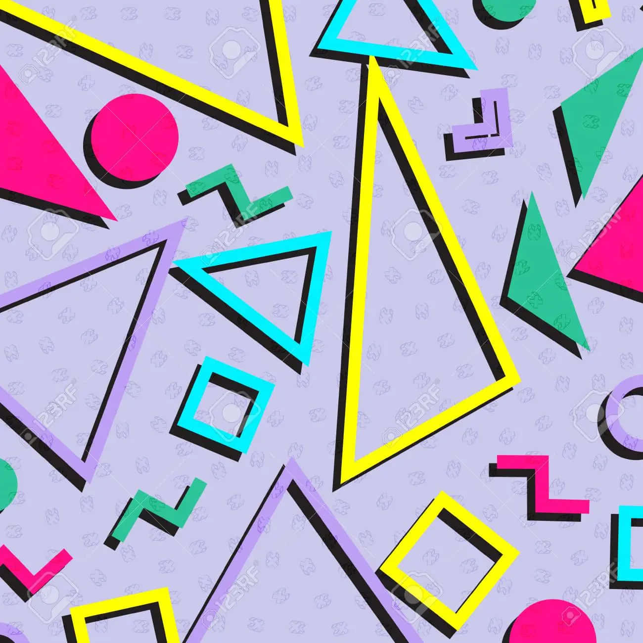 90s Style, neon, geometric shapes, HD Desktop Wallpaper