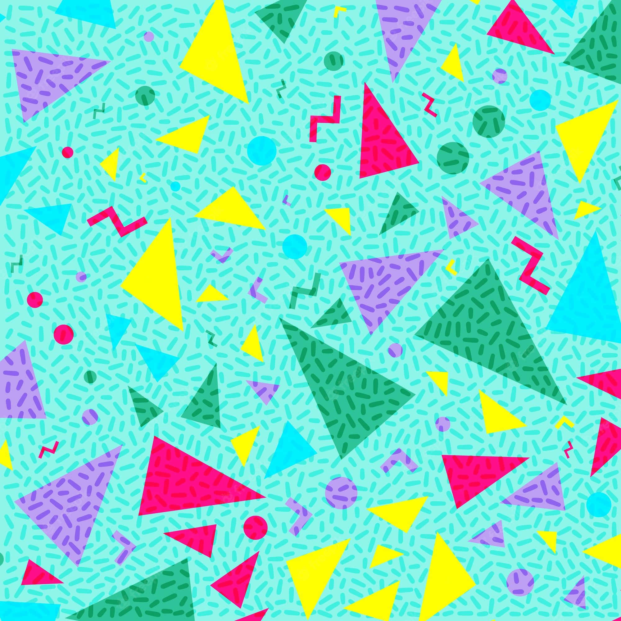 90s Style, teal background, bold triangles, Full HD Desktop Wallpaper