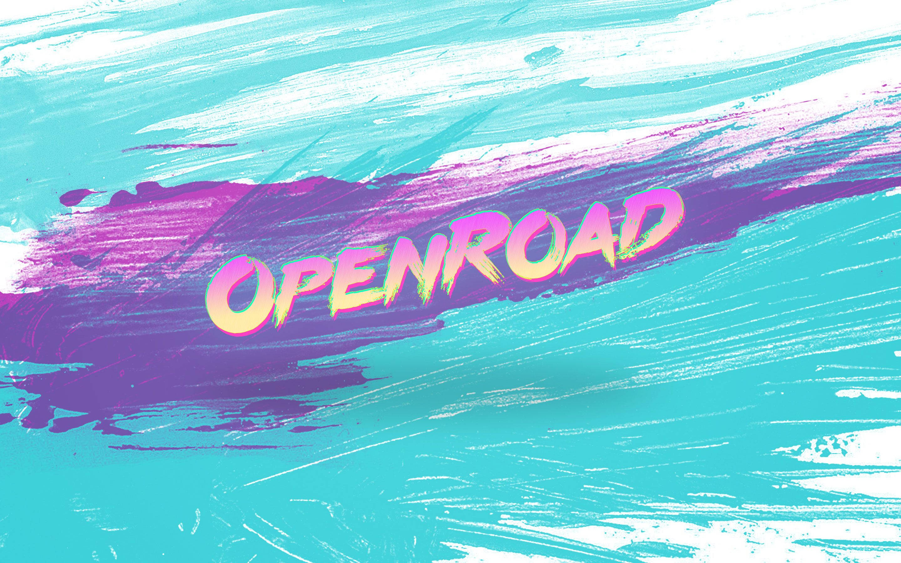 90s aesthetic, openroad, neon lettering, 2K Desktop Wallpaper
