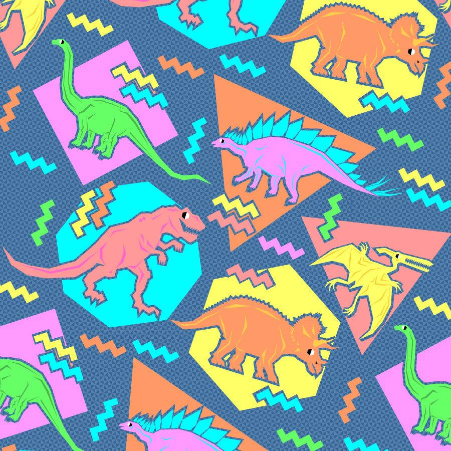 90s, pixel dinosaur, neon dinosaurs, SD Desktop Wallpaper