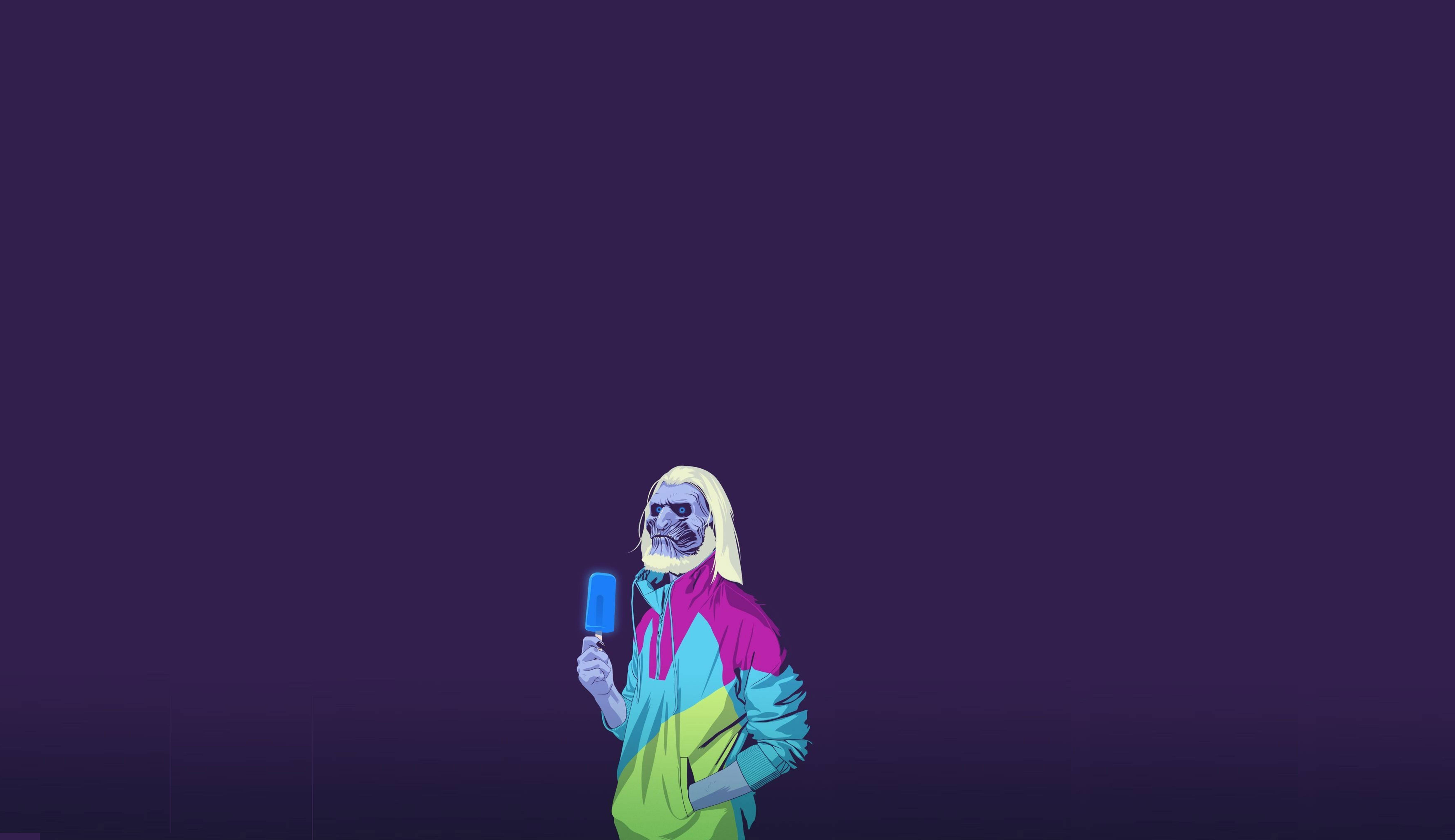 90s, neon white walker, blue popsicle, 5K Desktop Wallpaper