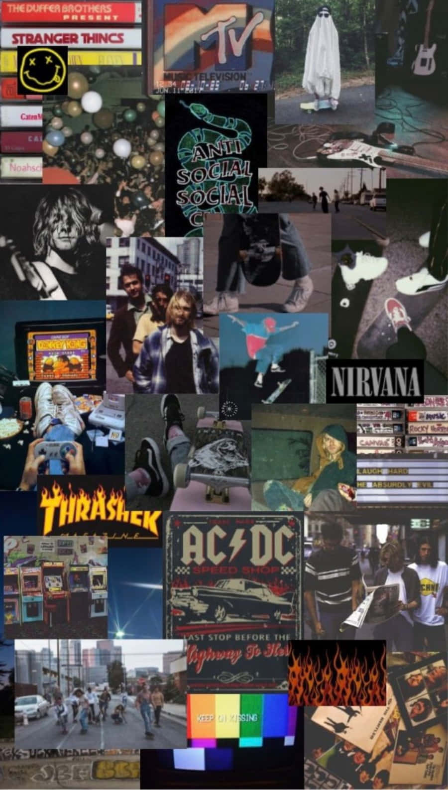 90s grunge aesthetic, rock music, band logos, HD Phone Wallpaper