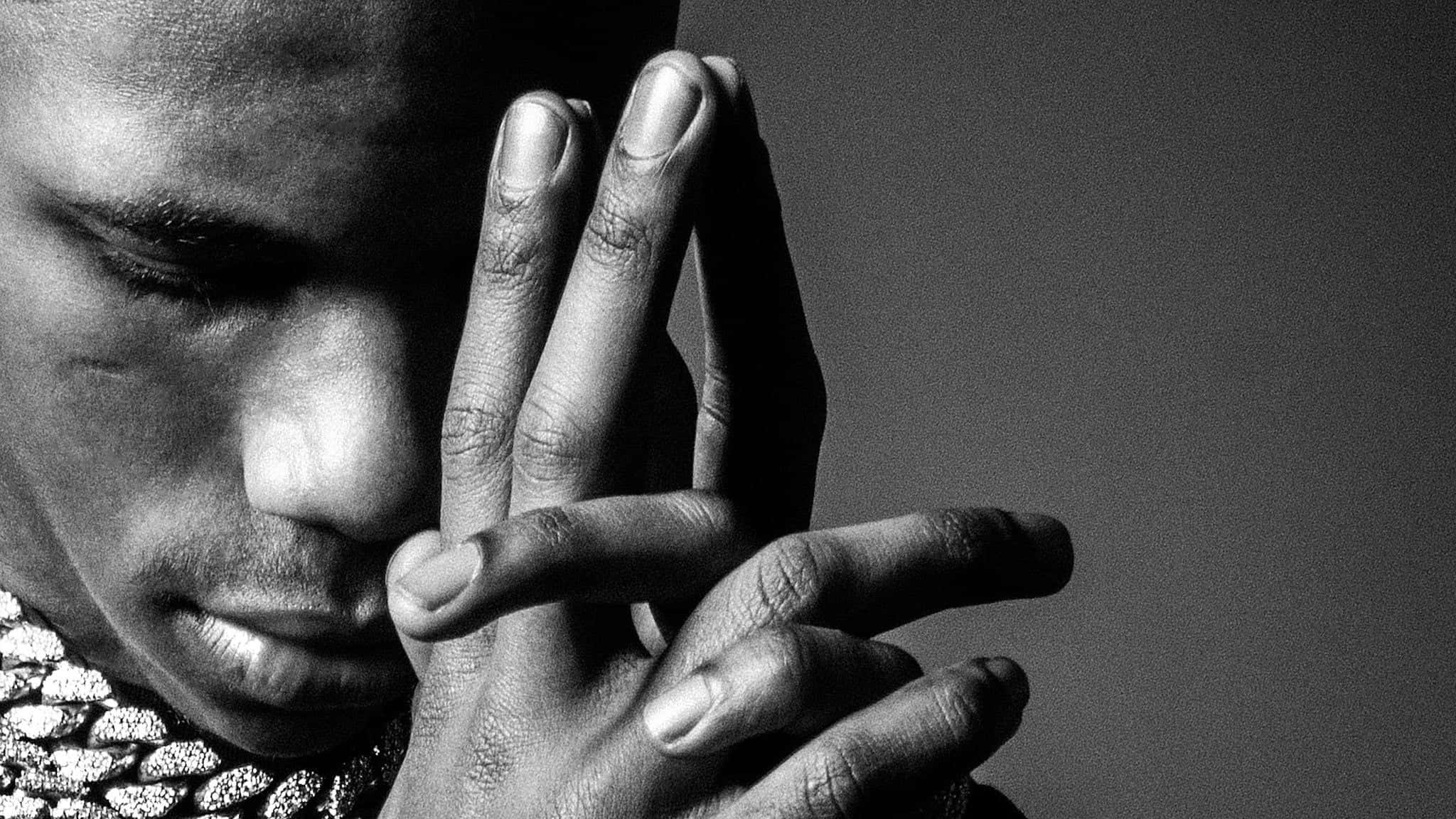 A Boogie Wit Da Hoodie, black and white, close-up, Full HD Desktop Wallpaper
