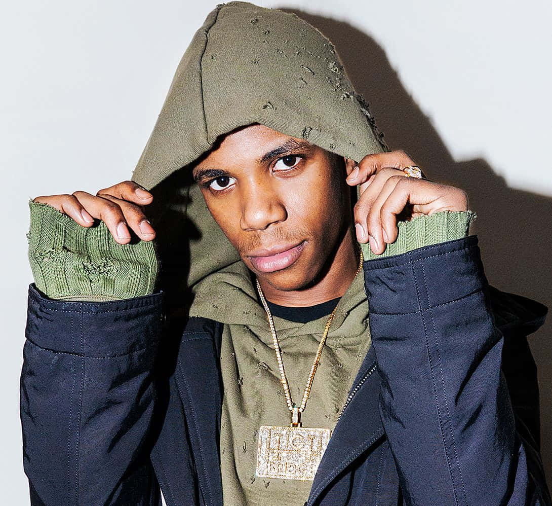 A Boogie Wit Da Hoodie, distressed olive hoodie, dark jacket, SD Desktop Wallpaper