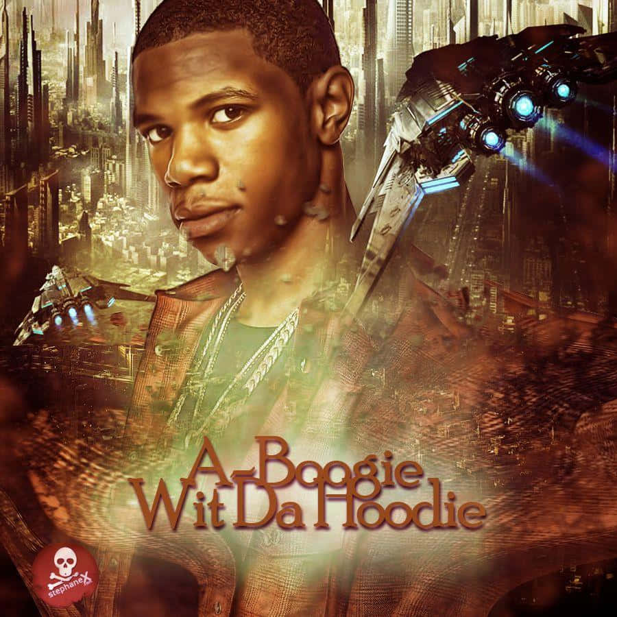 A Boogie Wit Da Hoodie, futuristic cityscape, glowing flying vehicles, SD Desktop Wallpaper