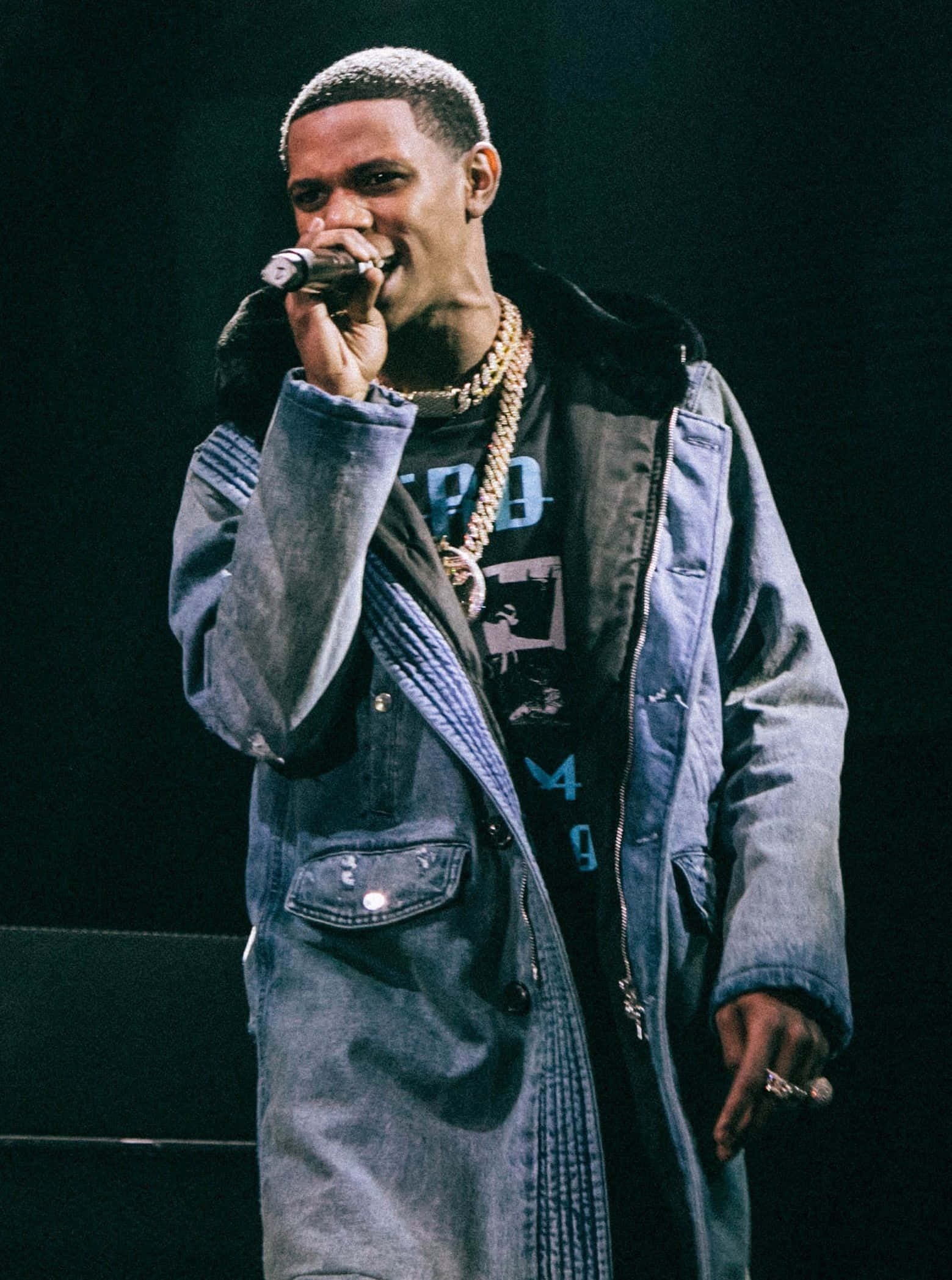 A Boogie Wit Da Hoodie, denim jacket, gold chain, Full HD Phone Wallpaper