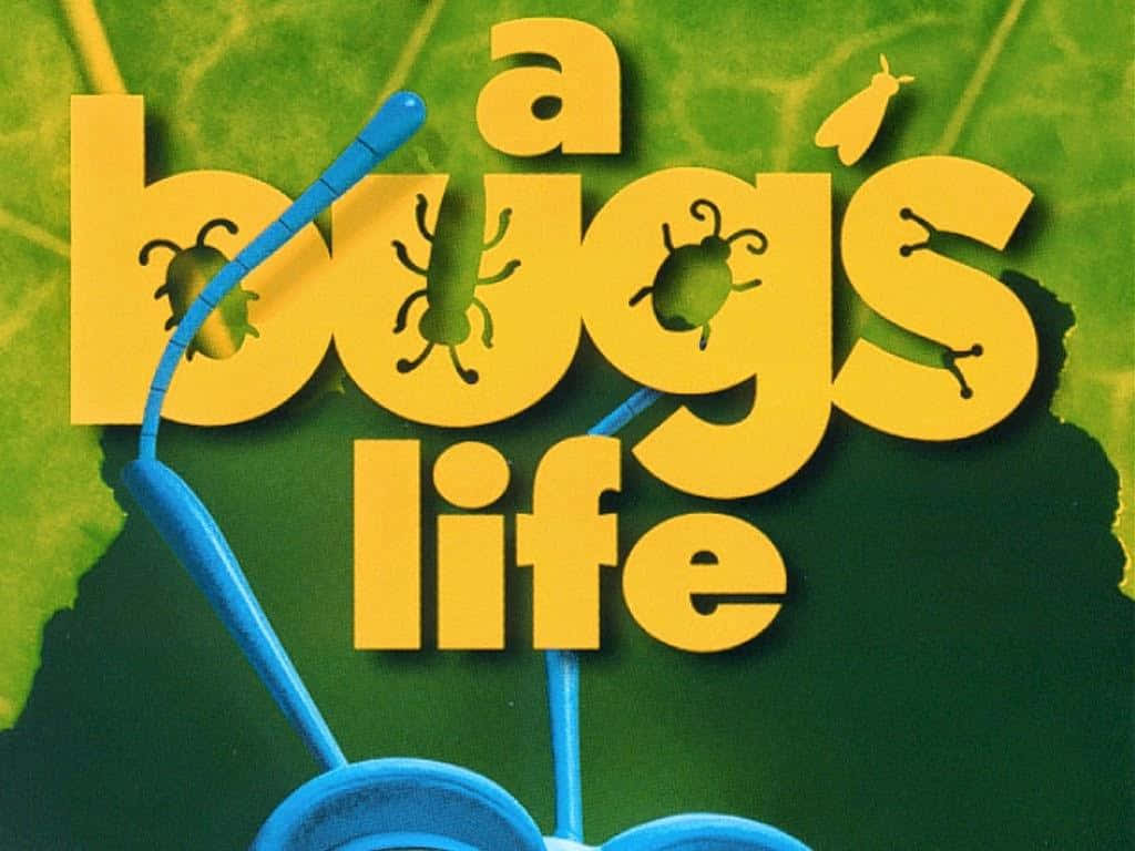 A Bugs Life, yellow 3D letters, bug cutouts, SD Desktop Wallpaper