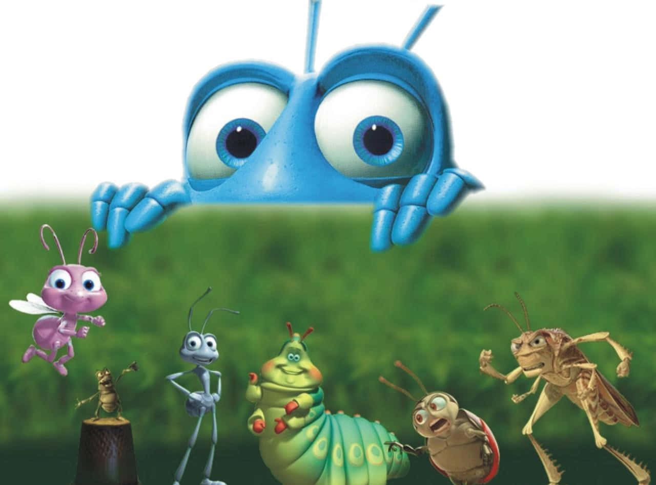 A Bugs Life, giant blue insect, grassy hill, HD Desktop Wallpaper