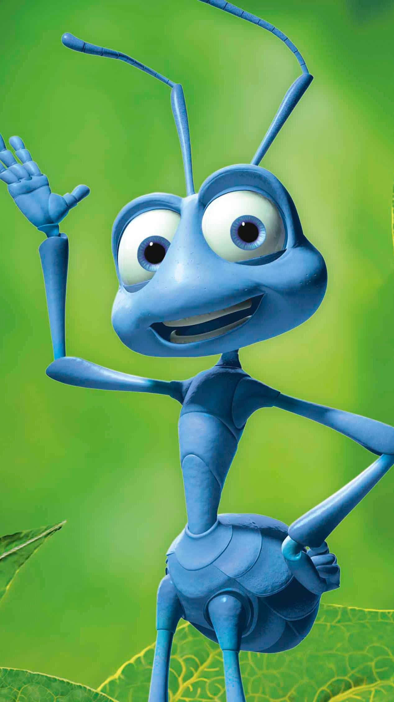 A Bugs Life, blue animated ant, vibrant green leafy background, Full HD Phone Wallpaper