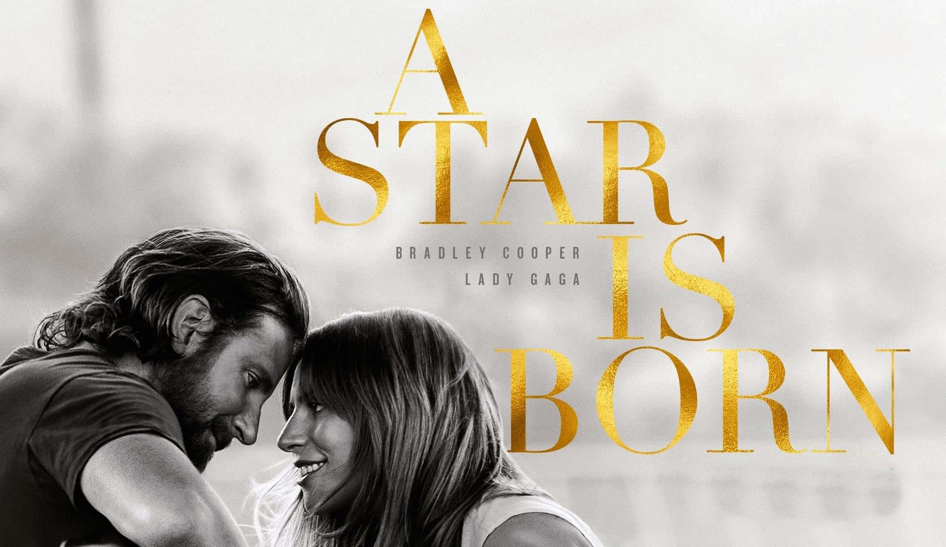 A Star Is Born, golden movie title text, soft blurred background, Full HD Desktop Wallpaper