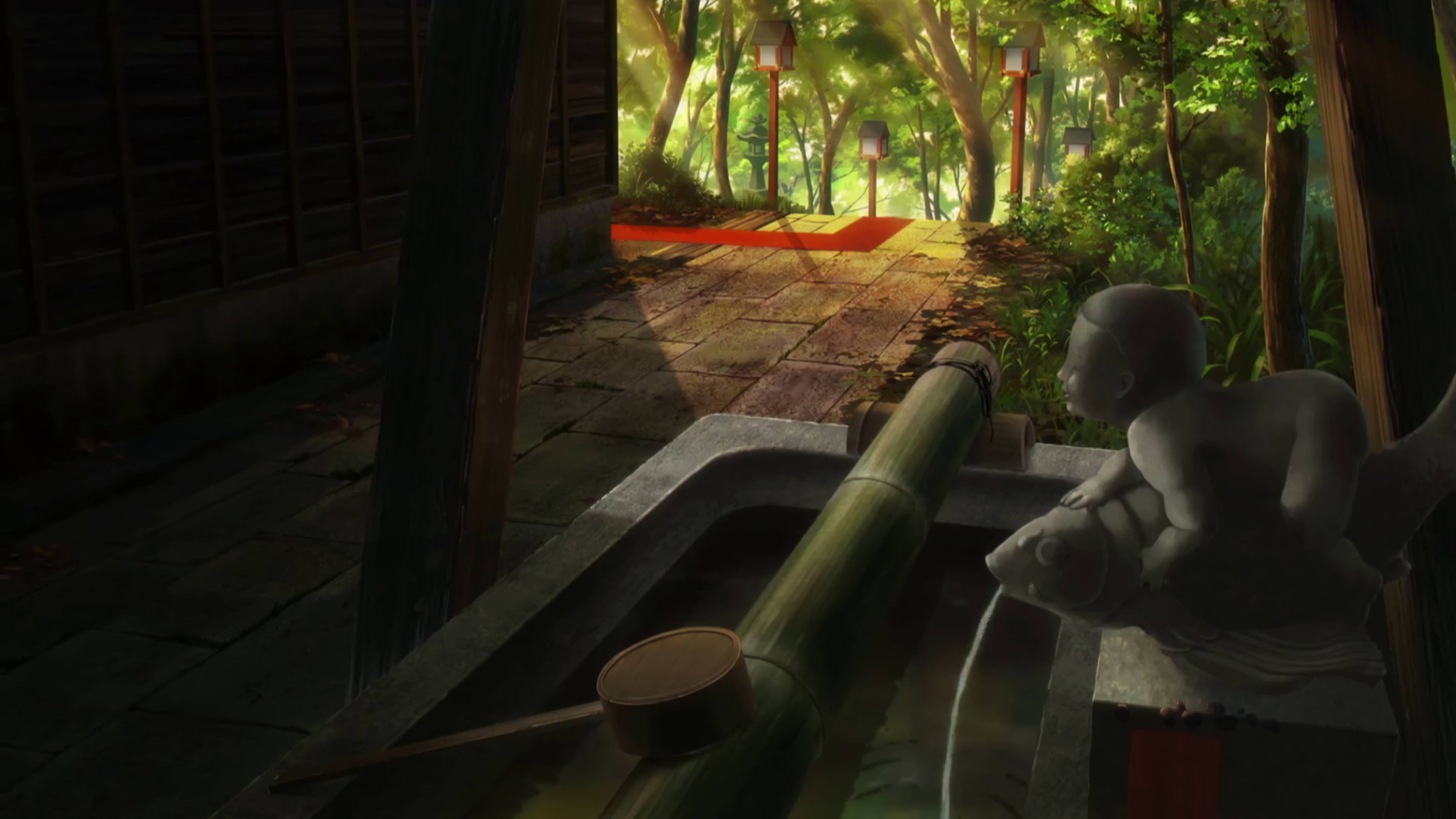 A Whisker Away, temple landscape, Japanese onsen bath, 4K Desktop Wallpaper